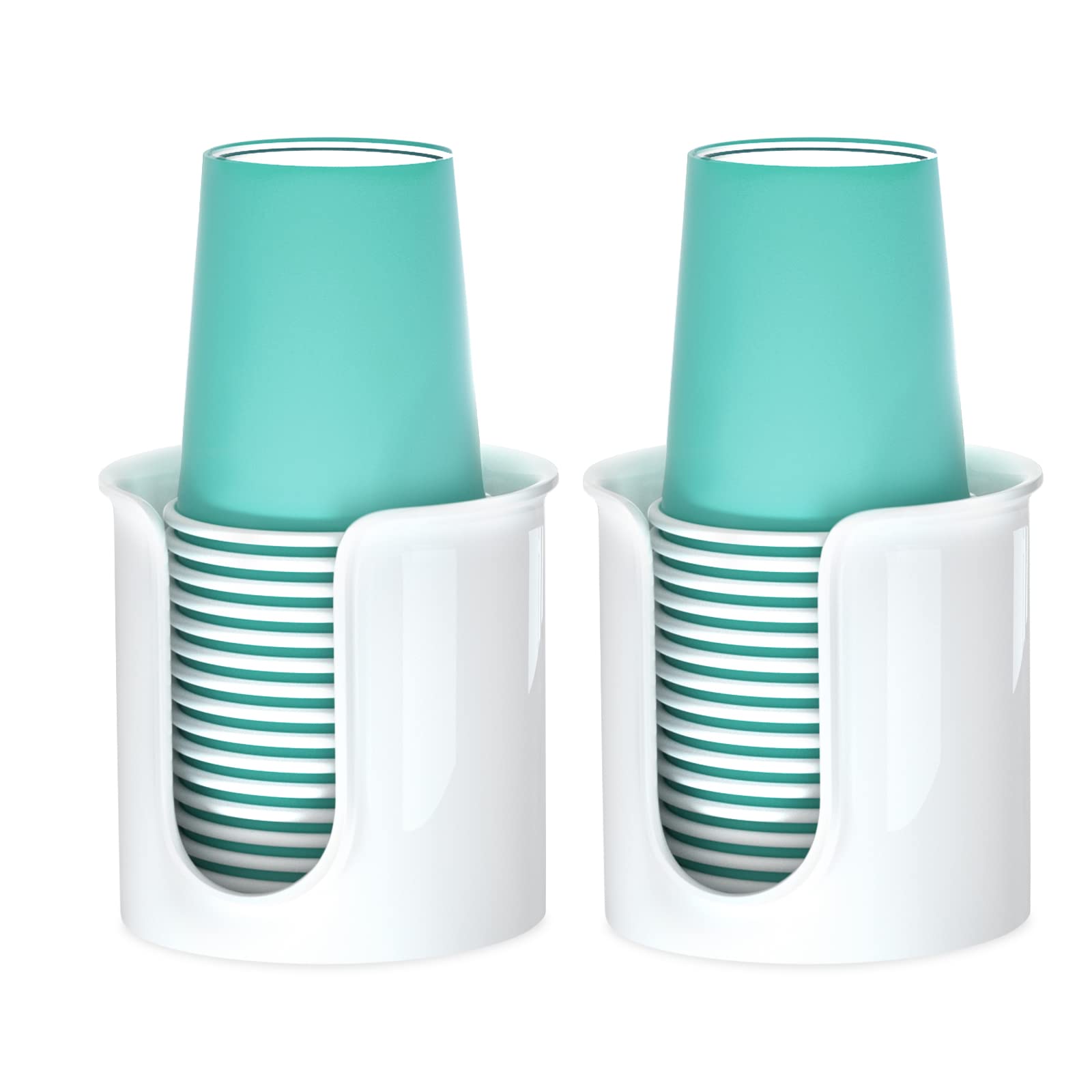 Byaway 2 Pack Bathroom Cup Dispenser 3 Oz Countertop - Convenient Paper Cup Holder For Mouthwash Cups - Easy To Use Cup Dispense