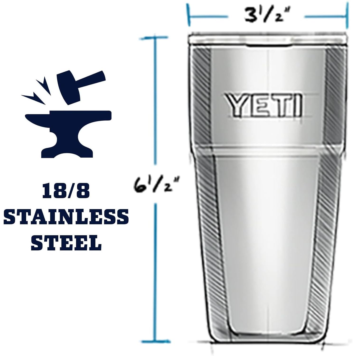 Yeti Rambler Stackable Pint, Vacuum Insulated, Stainless Steel With Magslider Lid, Black Stone
