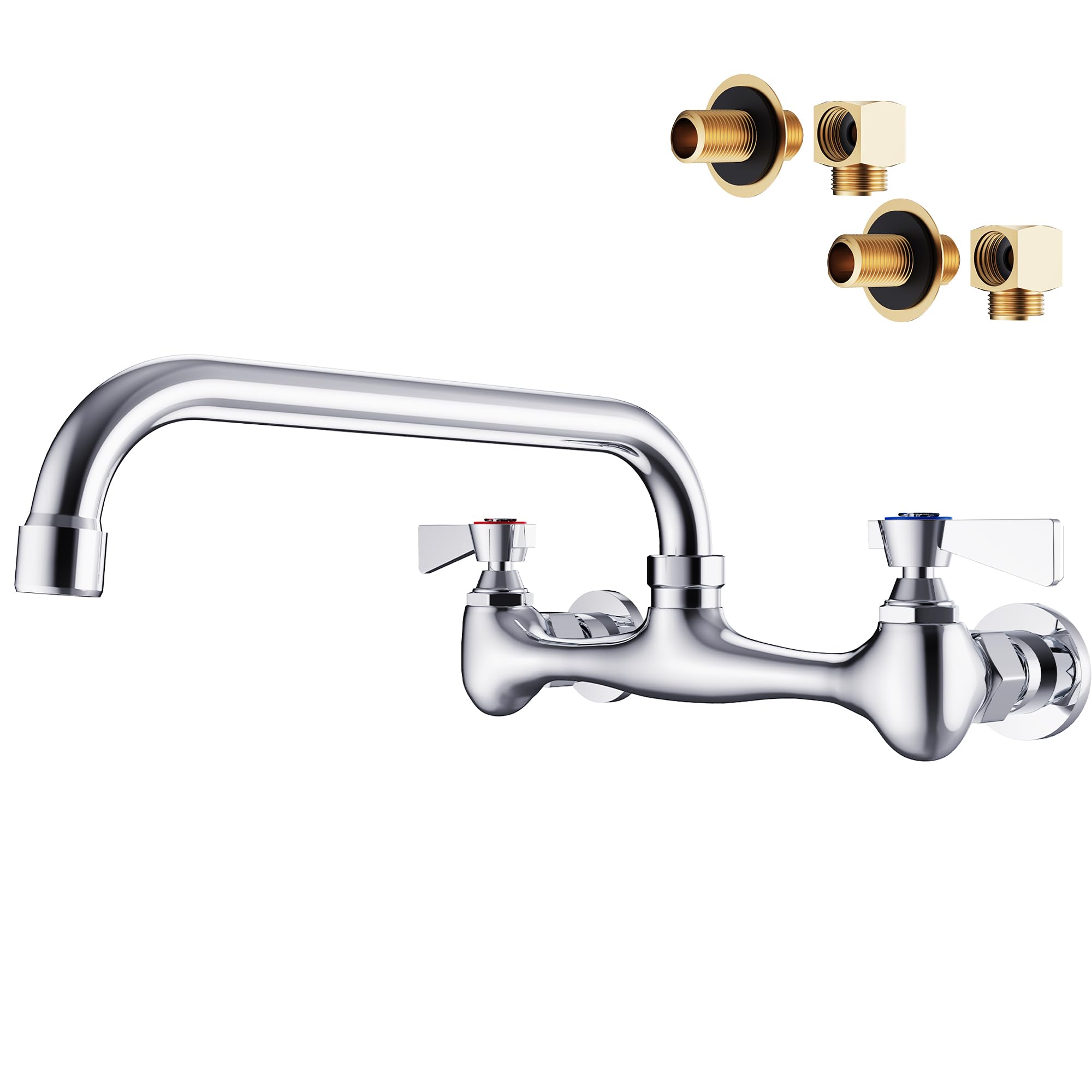 Gimili Wall Mount Commercial Sink Faucet With 10    Swivel Spout Polish Chrome Brass Utility Sink Faucet For Kitchen Laundry Res