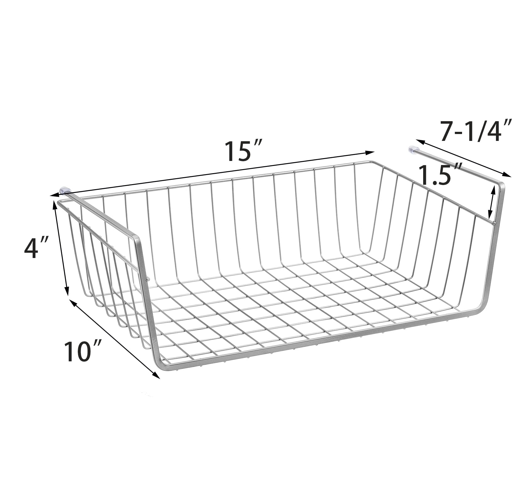 Jucoan 3 Pack Under Shelf Baskets, 15 X 10 X 5.5 Inch Slide In Wire Hanging Storage Baskets Under Cabinet Shelf Storage Baskets