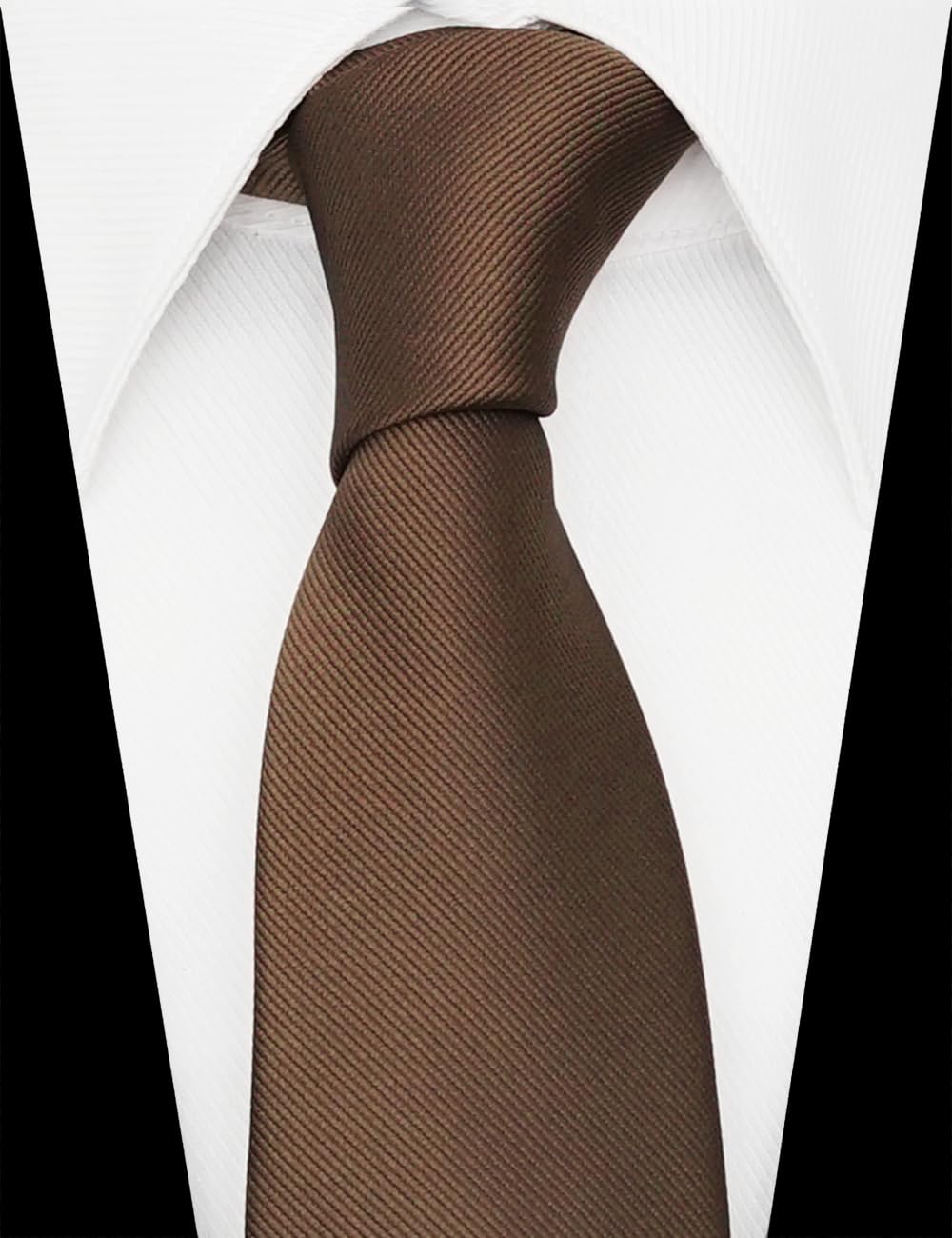 Zenxus Solid Skinny Ties For Men, 25 Inch Slim Coco Brown Ties Bulk For Wedding And Activities, 5-Pack