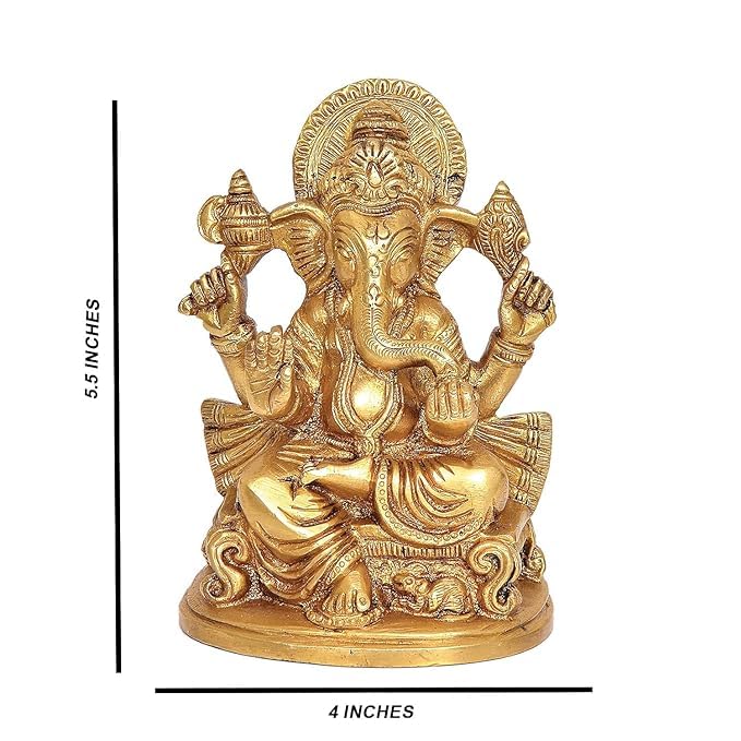 Tapas Homes Brass Ganesha Idol Mangalkari Sitting Ganesh Bhagwan Statue God Ganpati Murti For Home Entrance Pooja Dcor Good Luck