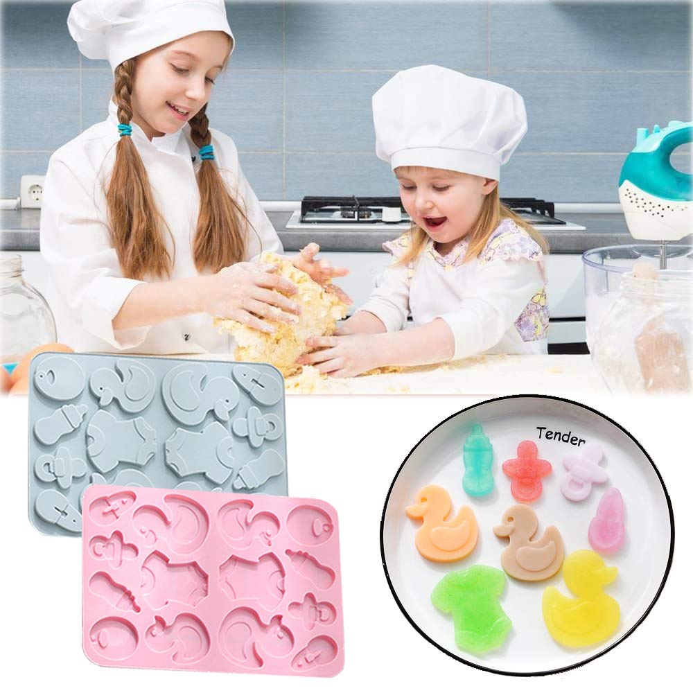 2 Pack Cute Baby Silicone Molds, 3D Baby Shower Themed Baking Mould, Cake Border Fondant Molds Cake Decorating Tools For Chocola