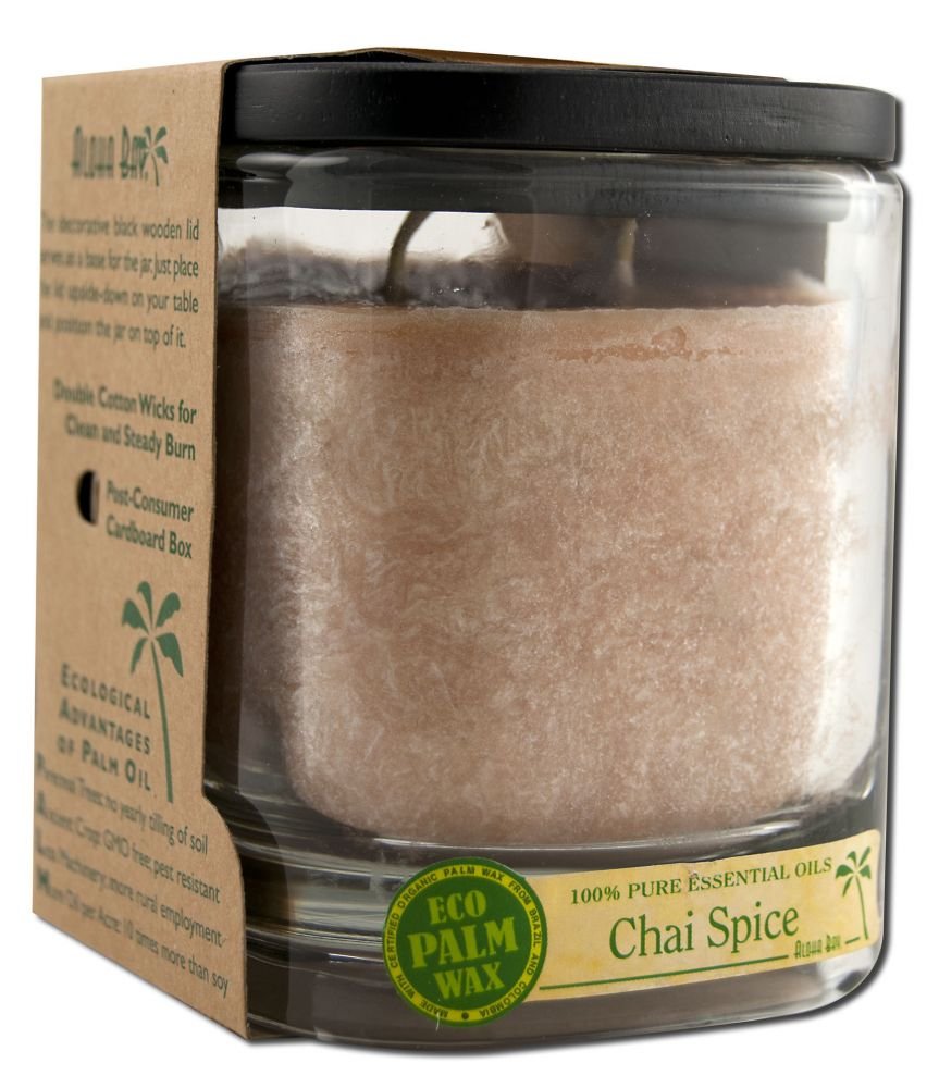 Palm Wax Candle Chai Spice Light Brown Aloha Bay 8 oz Glass Jar