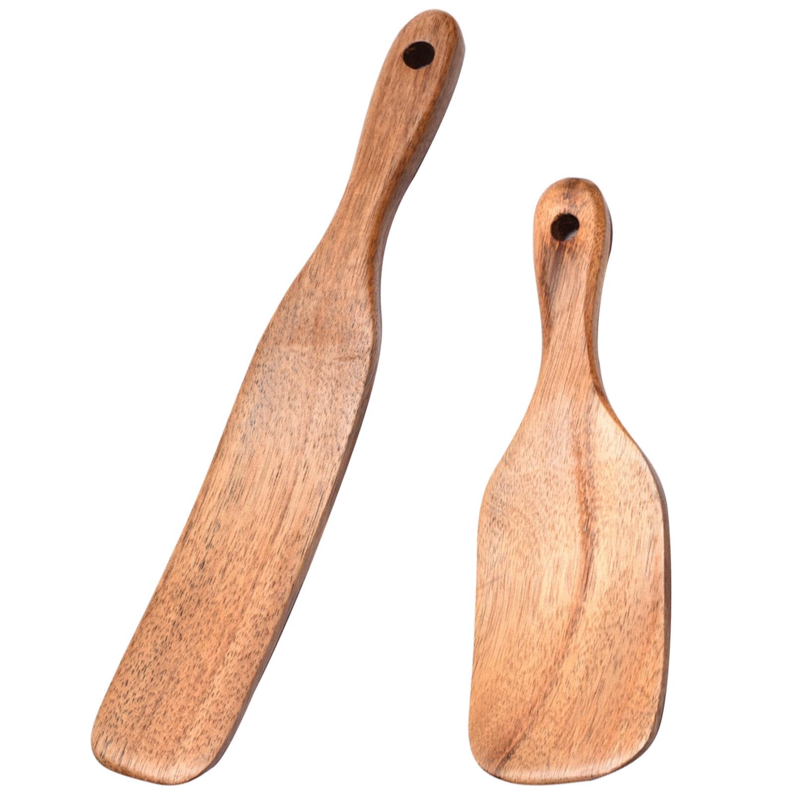 Wooden Sourdough Spatula, 2Pcs Wooden Spatula for Cooking, Sourdough Spatula with Hanging Hole,Mixing Sourdough Spoon Stirring S