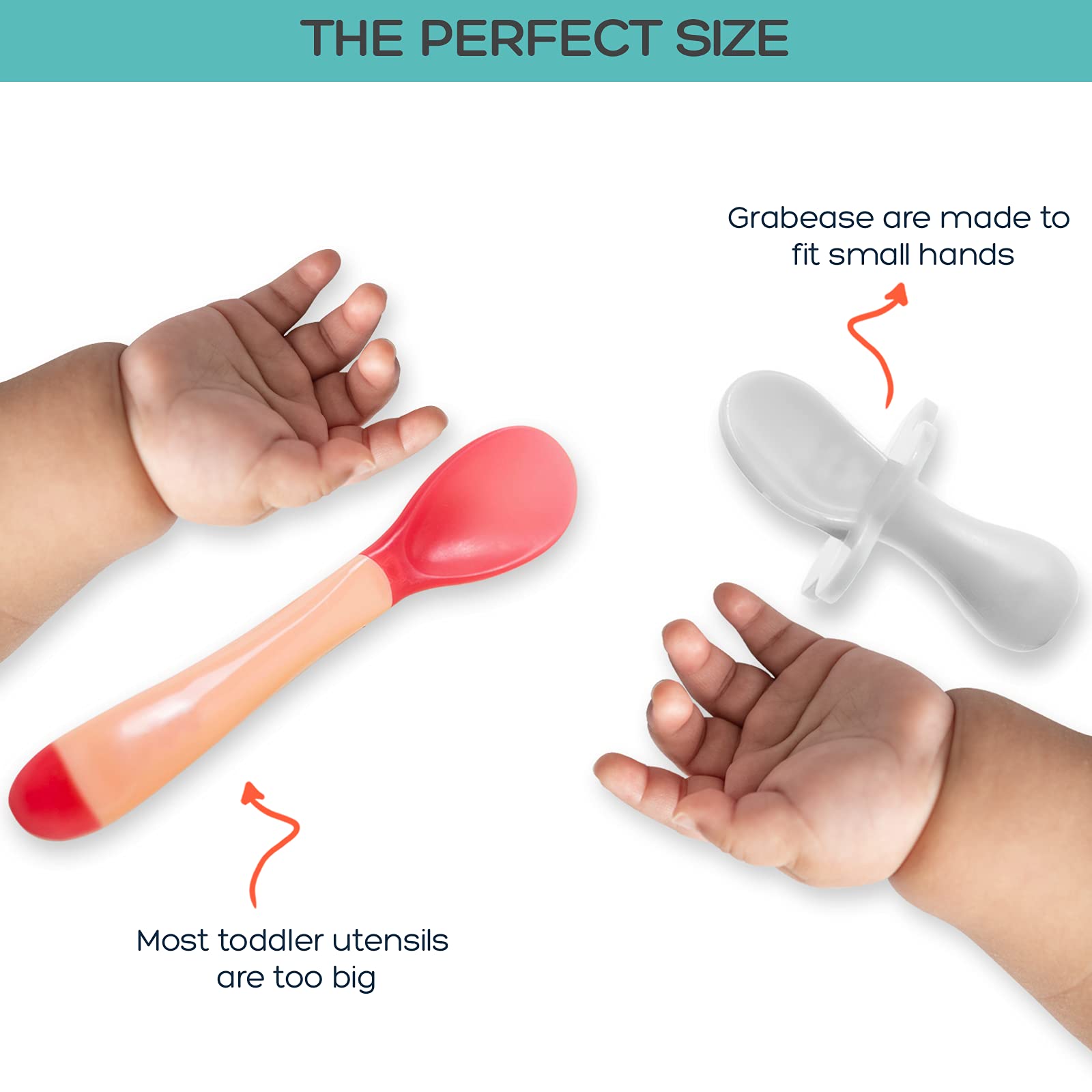 Grabease Toddler Utensils Toddler Spoons and Forks Baby Silverware Baby Self Feeding Utensils, BPA-Free & Phthalate-Free for Bab
