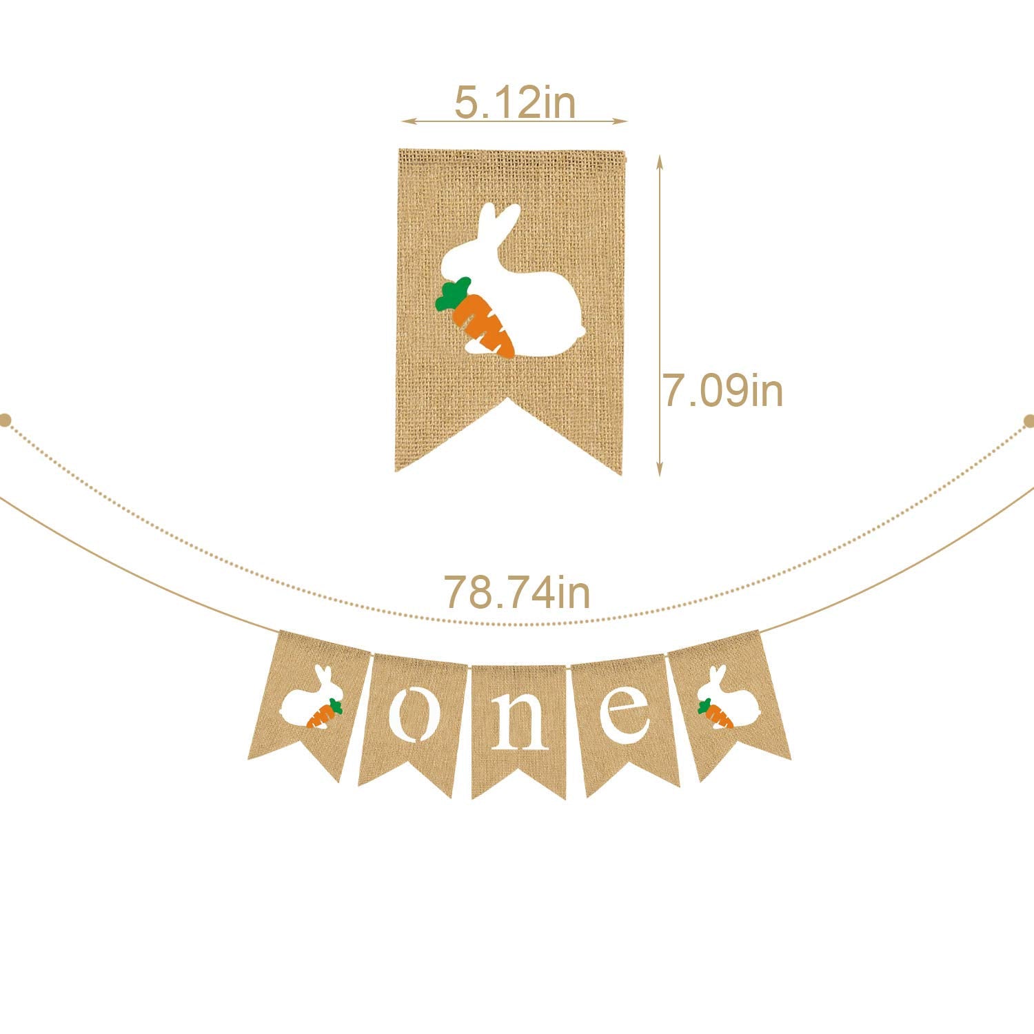 Jute Burlap One High Chair Banner With Bunny Easter Spring Boy Girl 1St Birthday Party Highchair Decoration Supply