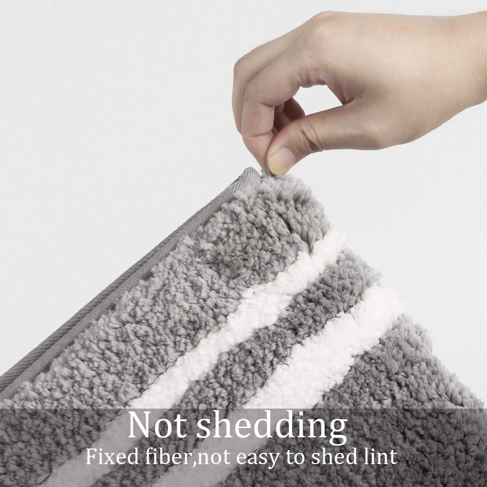 Uphome Bathroom Runner Rug Gray Non-Slip Long Bath Mat Soft and Water Absorbent Bath Rug Machine Washable Fluffy Microfiber Floor Mats for Bathroom Tub Sink Shower 20x59 inch