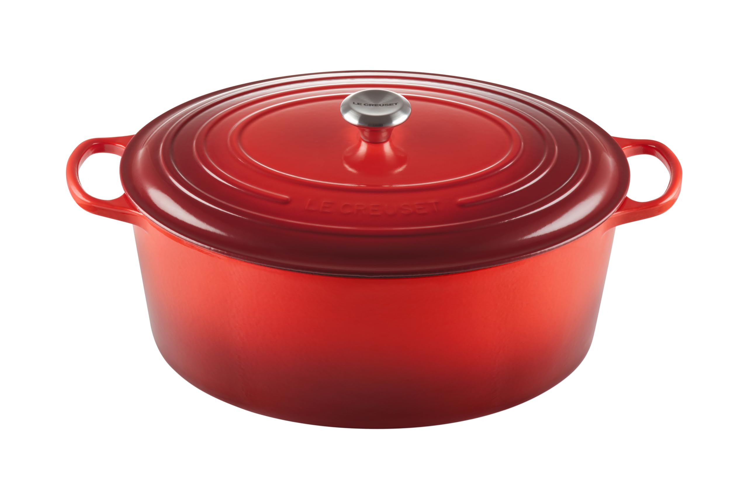 Le Creuset Enameled Cast Iron Signature Oval Dutch Oven, 15.5 Qt., Cerise