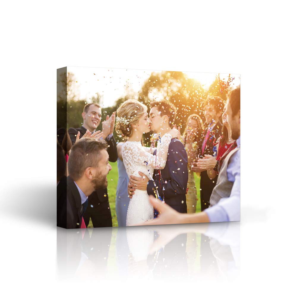 Signleader Canvas Prints With Your Wedding Photos, Personalized Canvas Wall Art, Romantic Moment Canvas Pictures Custom Wall Art