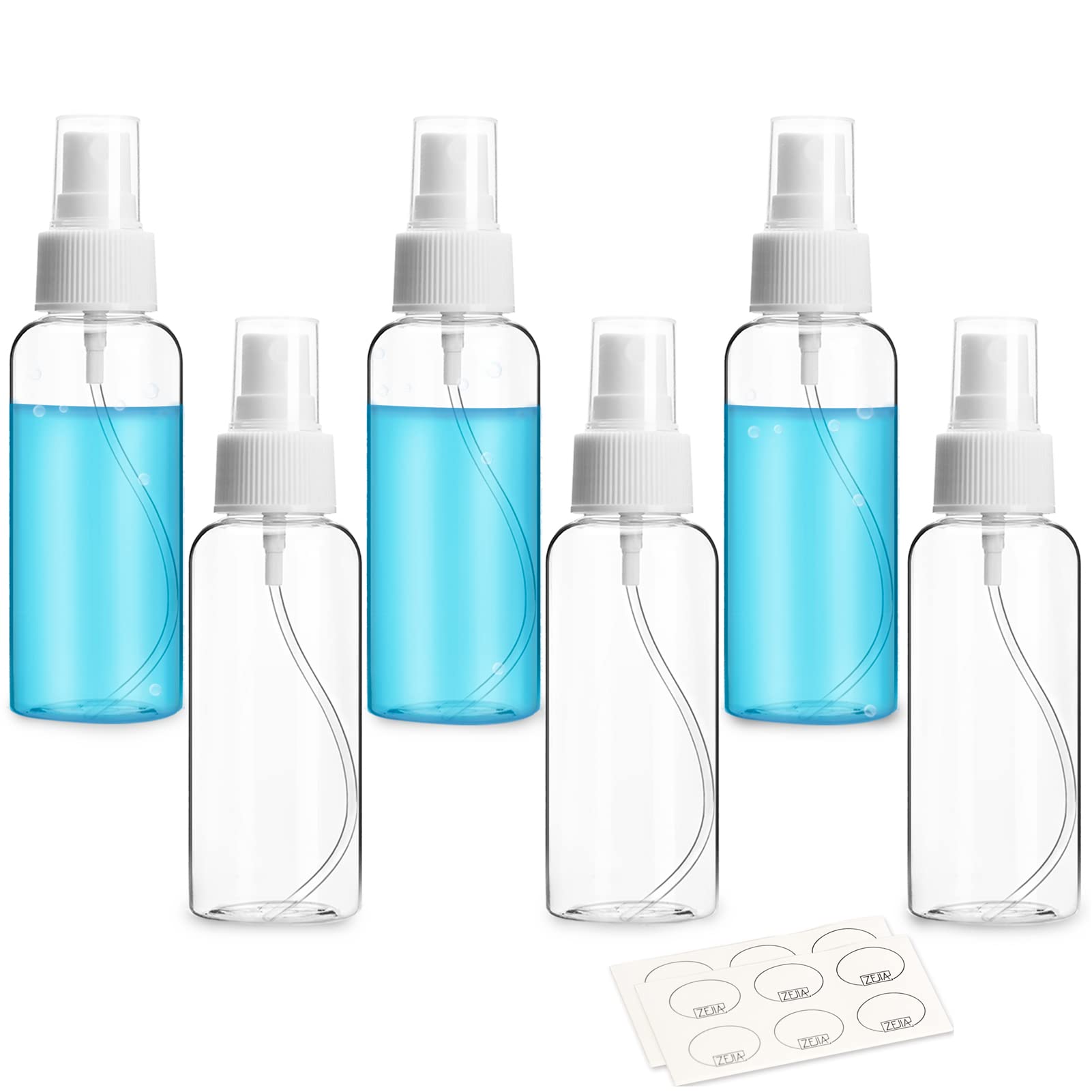 Zejia 6 Pack Small Spray Bottle, 2.7Oz/80Ml Travel Spray Bottle, Empty Fine Mist Spray Bottles, Refillable Mini Spray Bottles Wi