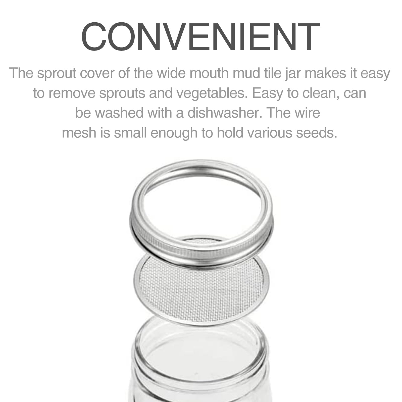 4 Pack Sprouting Lids, Mason Jar Sprouting Lids 20 Mesh 304 Stainless Steel Regular Mouth Jar Screen Sprouting Kit Lids For Grow