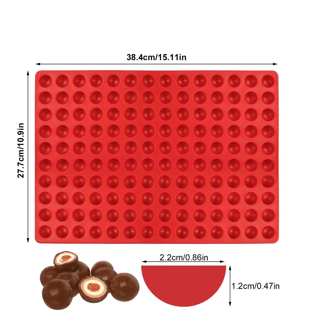 Palksky 140-Cavity Small Round Silicone Mold/Semicircle Chocolate Drops Mold/Dog Treats Pan/Semi Sphere Gummy Candy Molds For Ga