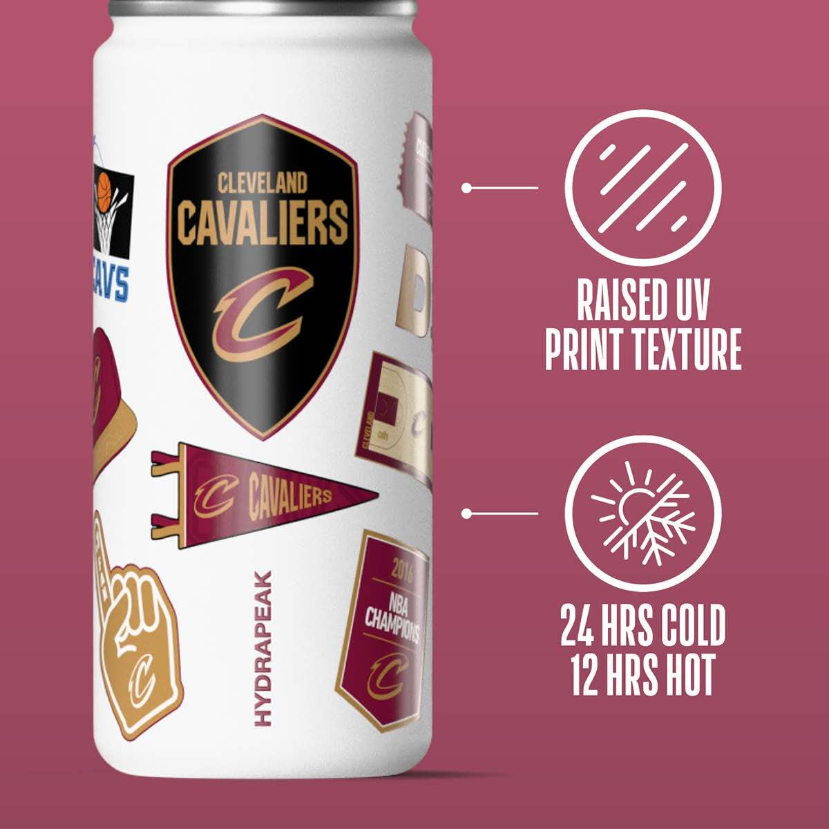 Hydrapeak x NBA Officially Licensed Cleveland Cavaliers 20 oz Active Water Bottle with Chug Lid and Handle Reusable Stainless St