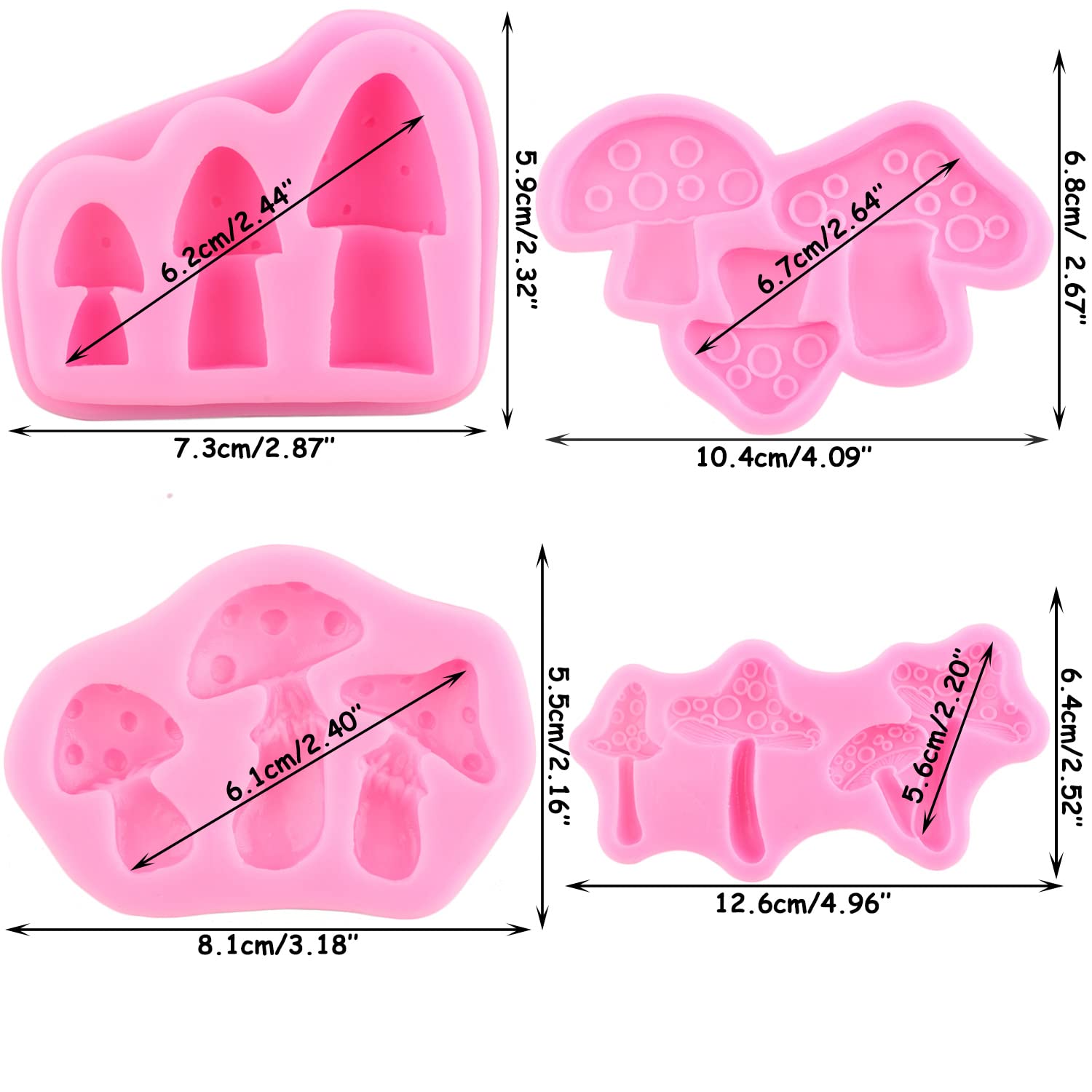 Mujiang Mushroom Silicone Mold Mushroom Vegetable Fondant Candy Molds For Cake Decorating Cupcake Topper Chocolate Polymer Clay
