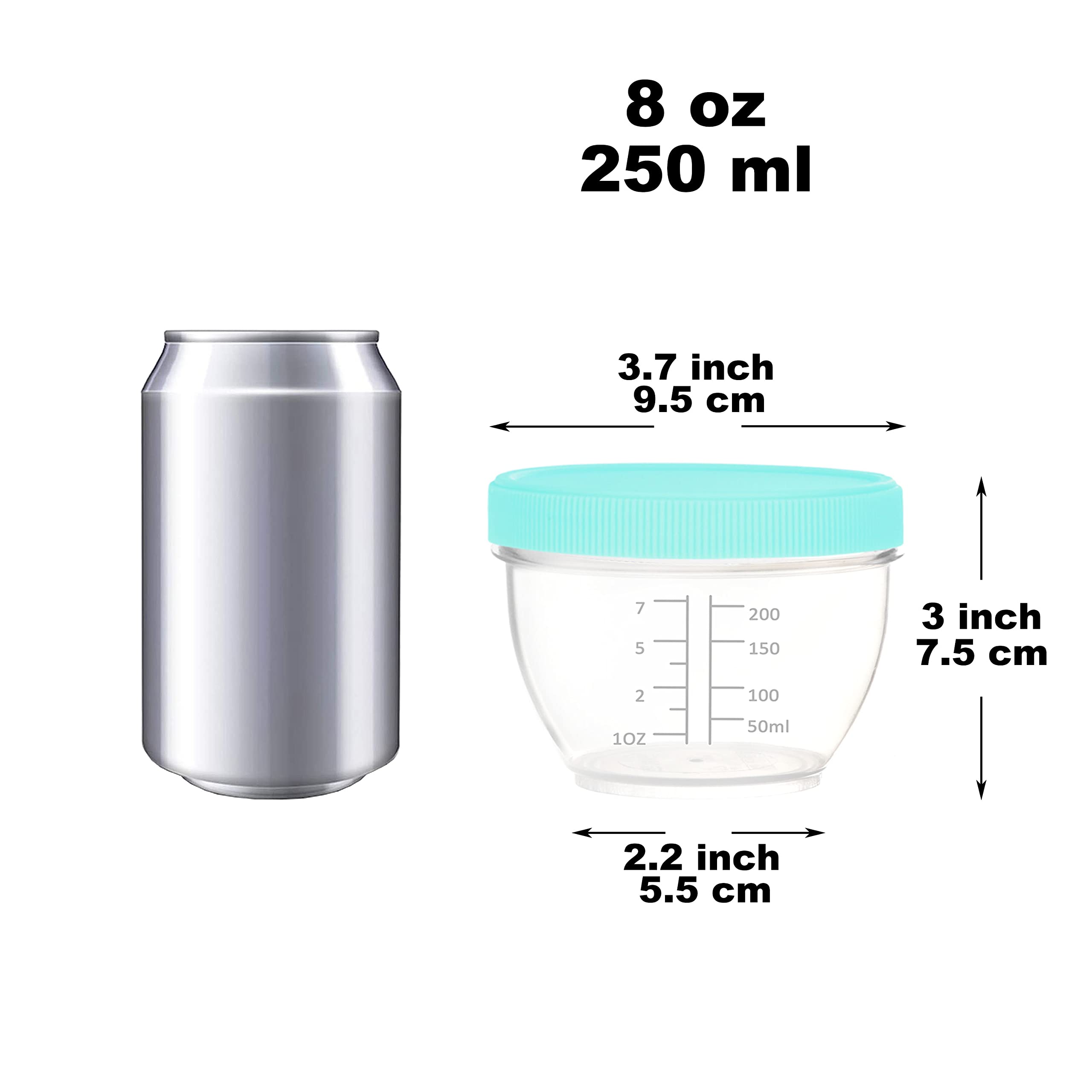 Youngever 18 Pack 1 Cup Small Food Containers With Lids, 8 Ounce Food Storage Containers, Condiment, And Sauce Containers With L