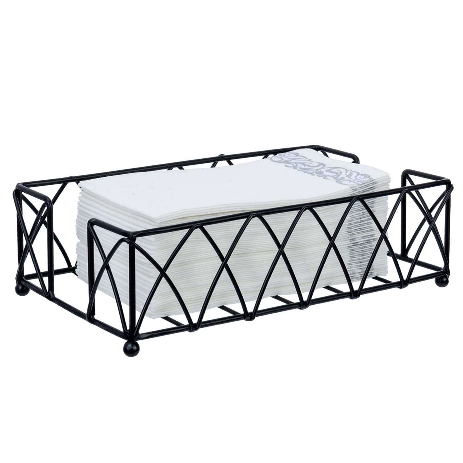 Mygift Modern Deluxe Metal Wire Countertop Folded Paper Towel Holder With Matte Black Finish, Guest Bathroom Vanity Tabletop Dis