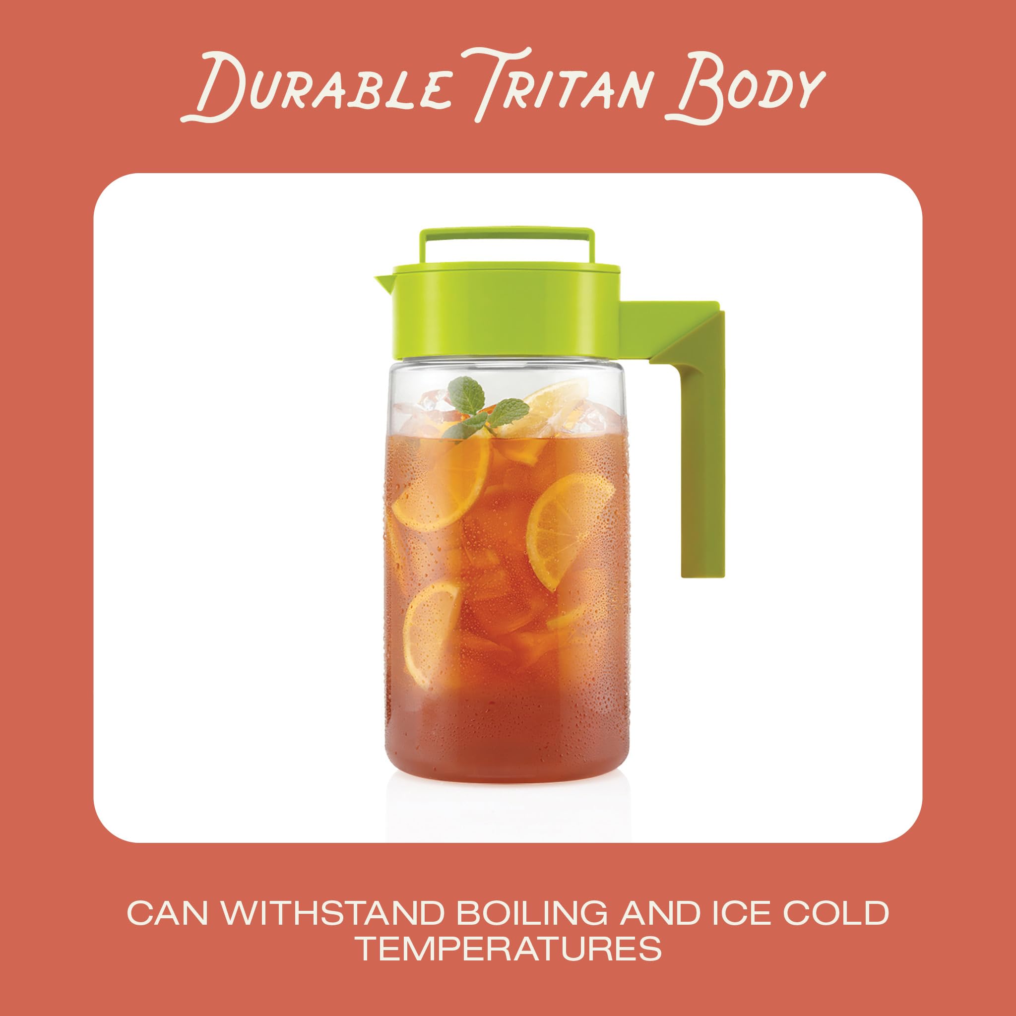 Takeya Premium Quality Iced Tea Maker With Patented Flash Chill Technology Made In The Usa, Bpa Free, 2 Quart, Avocado
