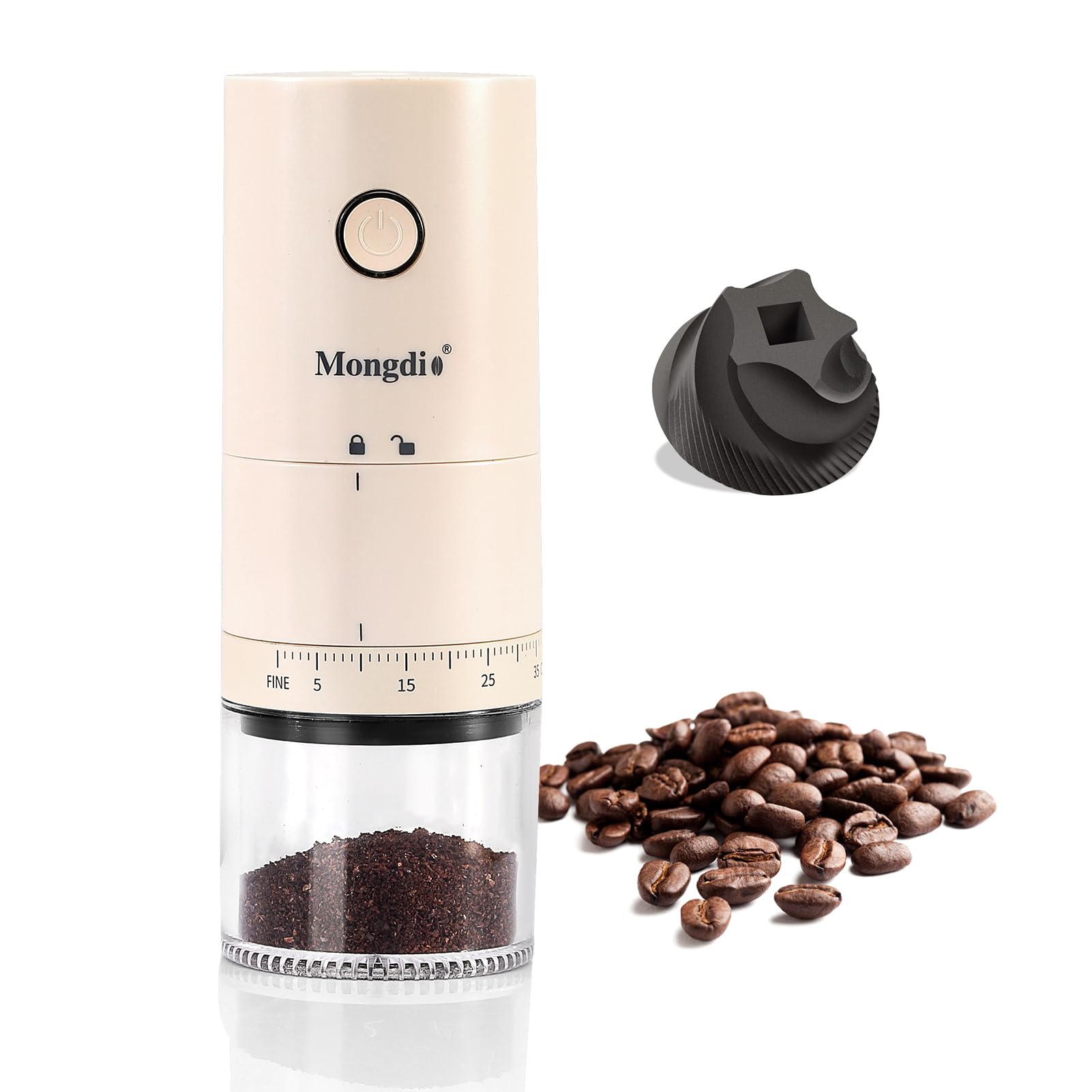Mongdio Portable Electric Coffee Bean Grinder With 38 Adjustable Settings, Rechargeable Coffee Grinders For Home Use, Coffee Gri