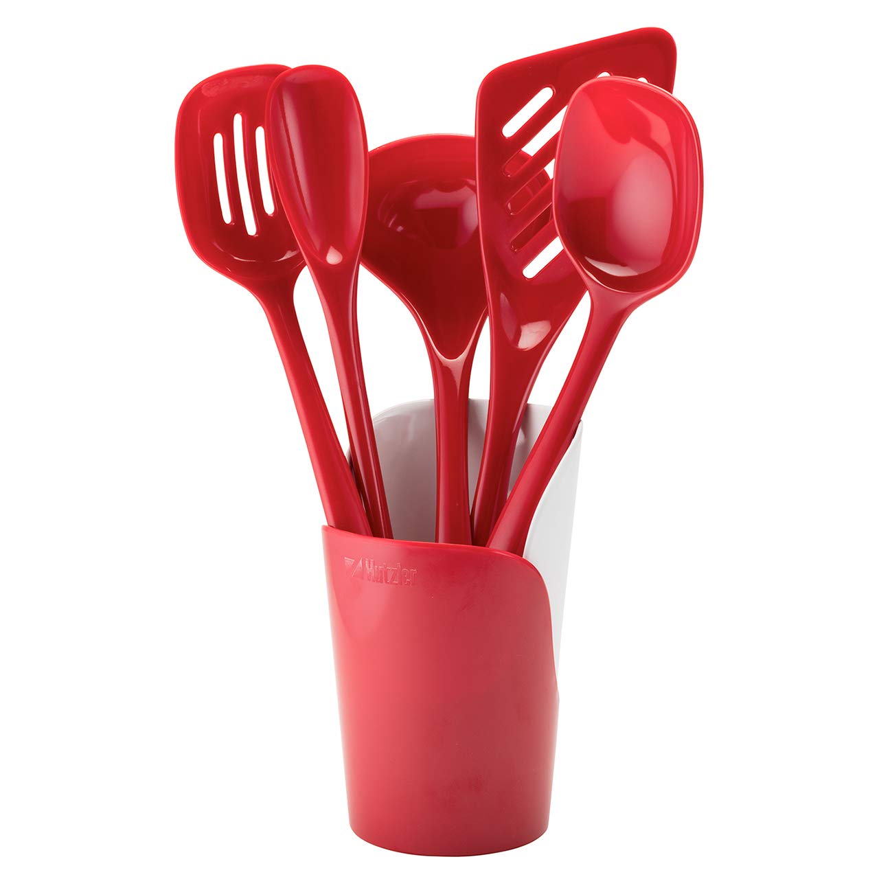 Hutzler Melamine Cooking Utensils And Crock Set, 6-Pc, Red