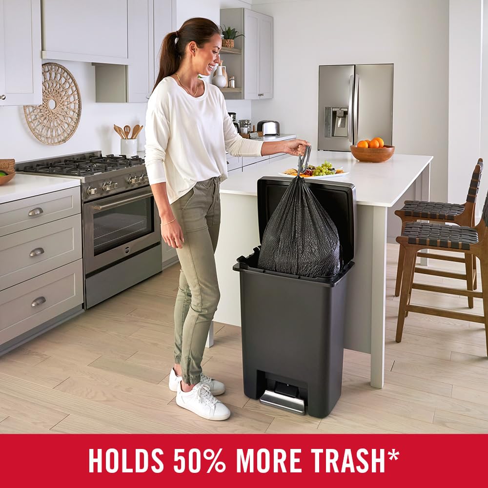 Rubbermaid Premier High-Capacity Step-On Trash Can, 19 Gallon, Single Or Dual Stream Trash Or Recycling, Charcoal, Stainless-Ste
