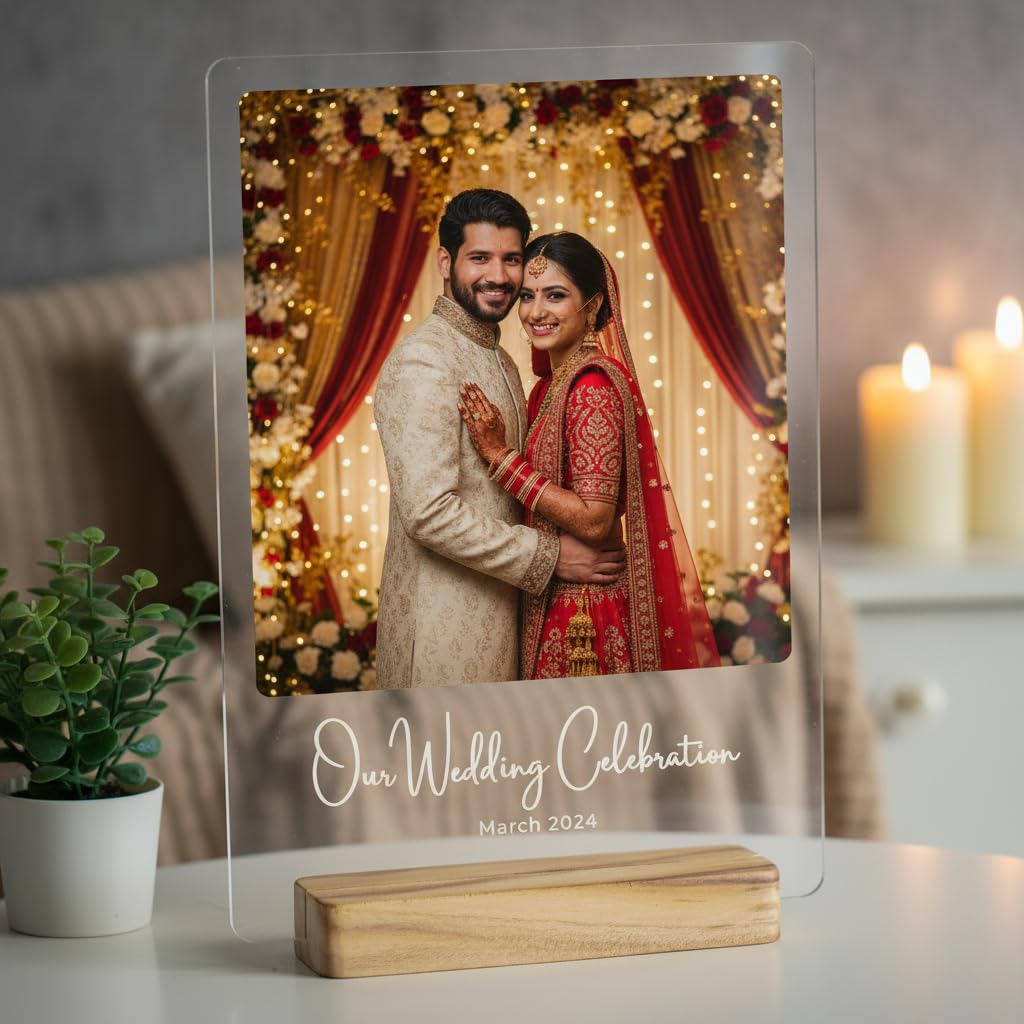 The Grandeur Photo Frame Customised Gift, Personalized Photo Frame For Anniversary, Wedding, Marriage, Birthday Gift (6X4 Inch, 