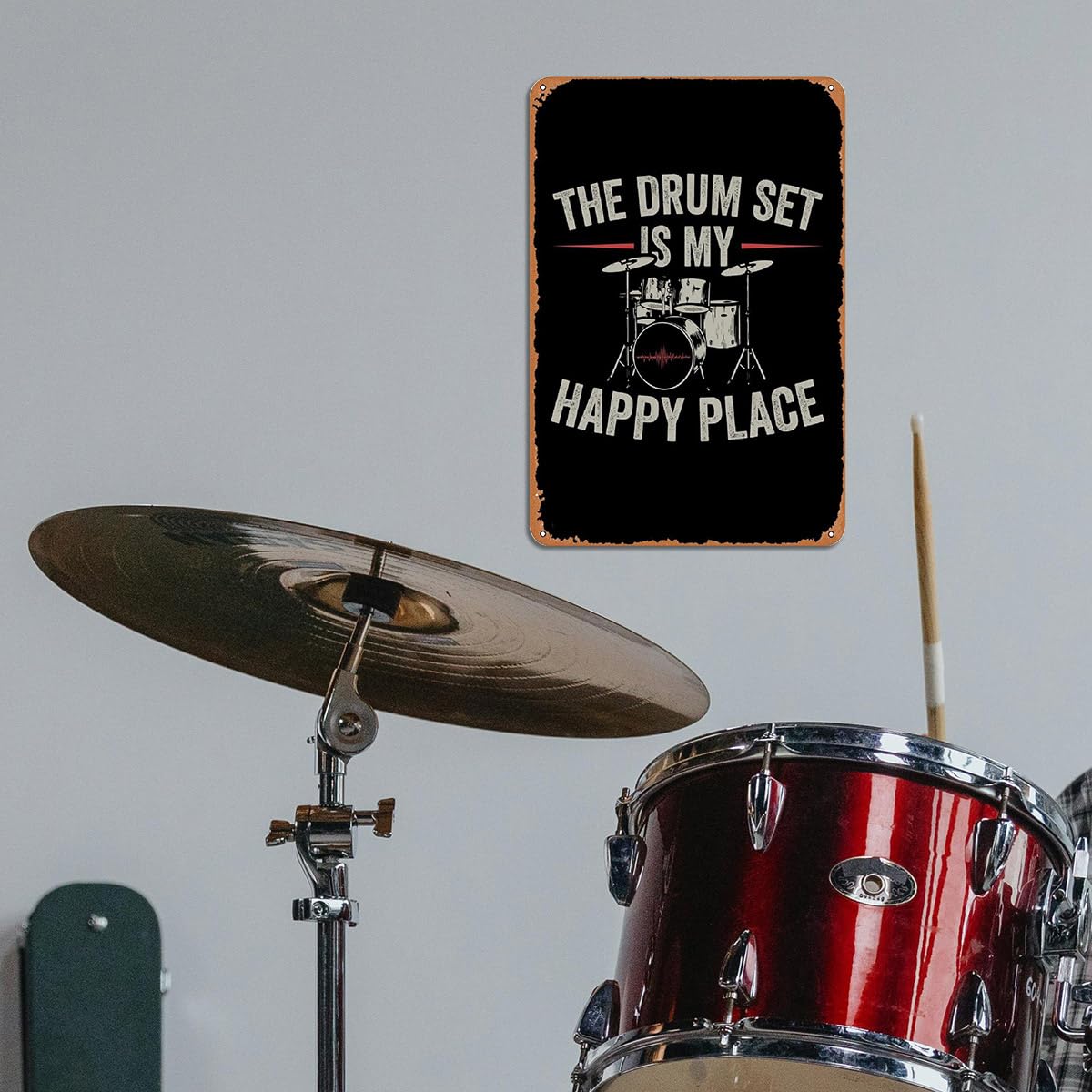 Drums Player Metal Sign Drum Set Is My Happy Place Signs - Vintage Dru ...