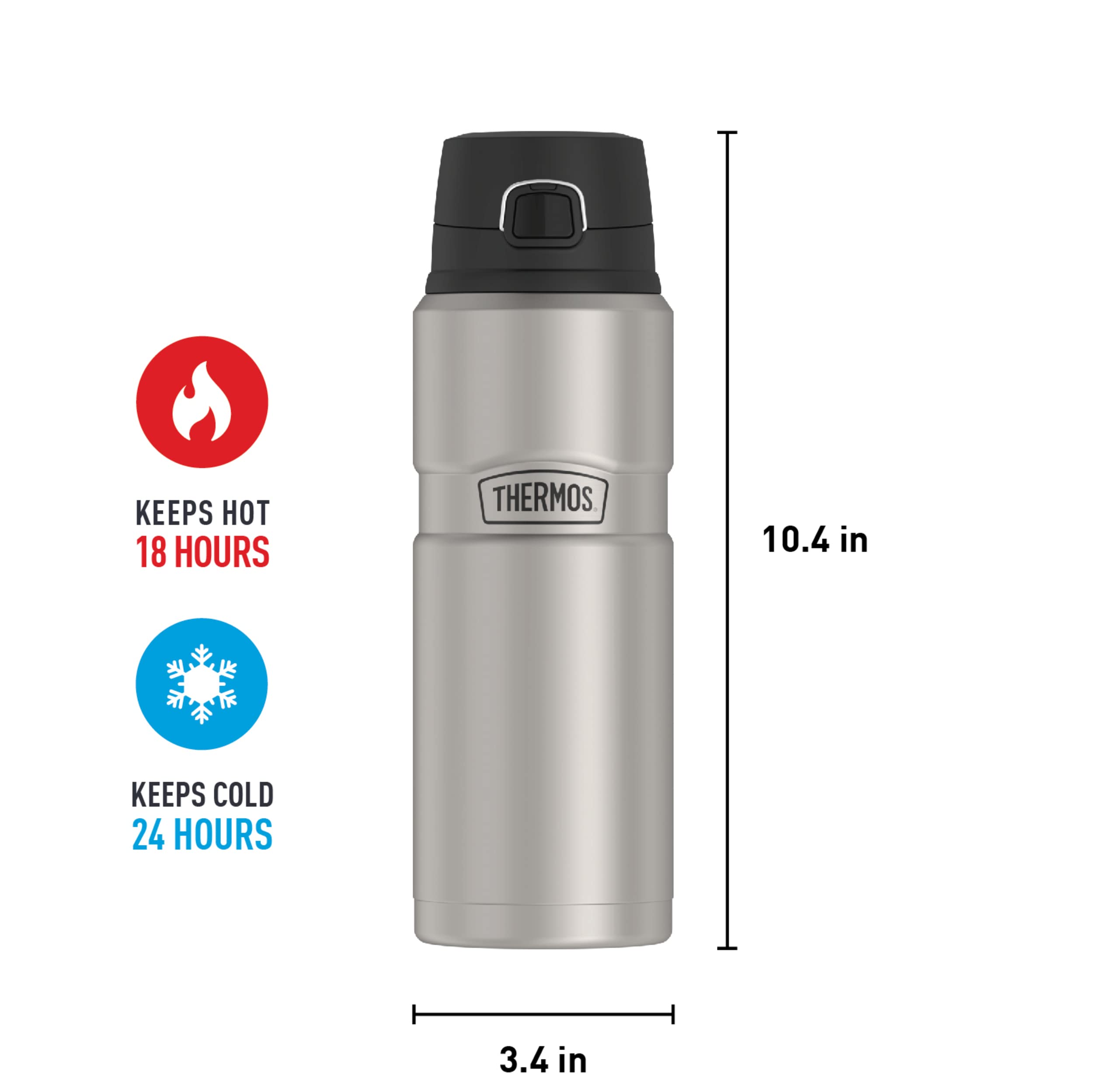 THERMOS Stainless King Vacuum-Insulated Drink Bottle  24 Ounce  Matte Steel