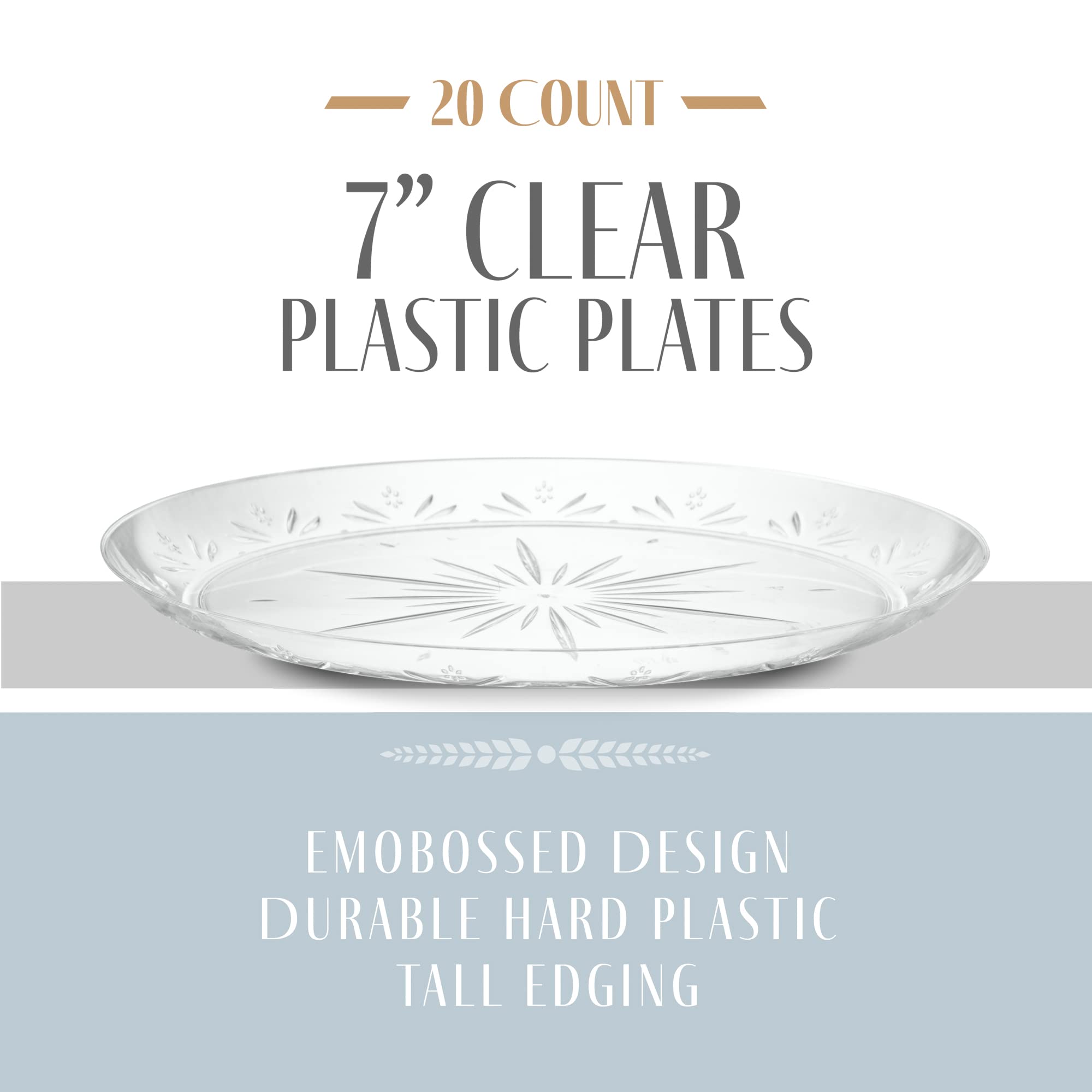 PLASTICPRO 7'' inch Premium Heavy Weight Crystal Clear Disposable Hard Plastic Party Plate Pack of 80