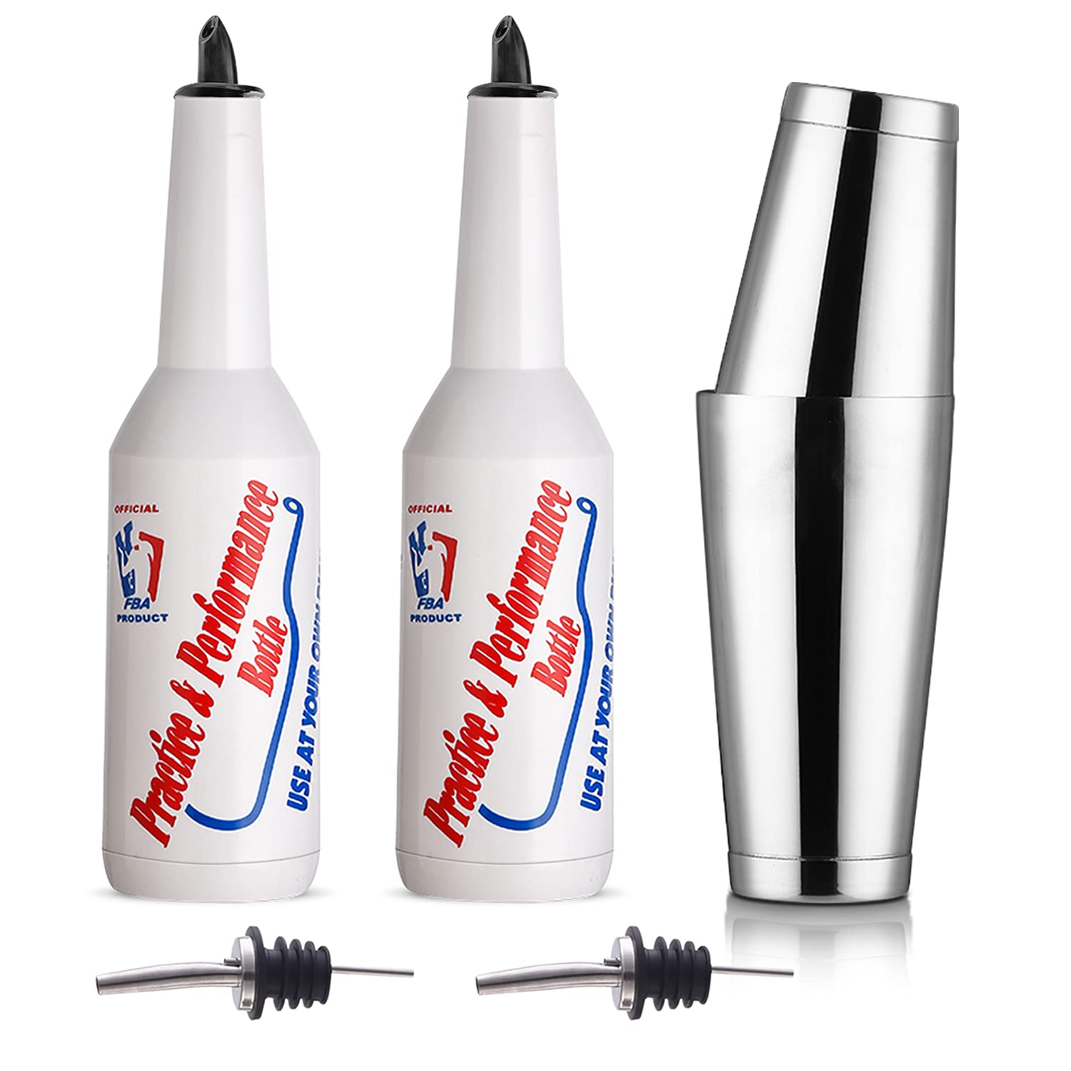 Flair Bottle - 5pcs Flair Bartender Kit  2 Flair Bottle  1 Boston Shaker  Practice & Performance Bottle - FLKT0004 (5pcs Set)