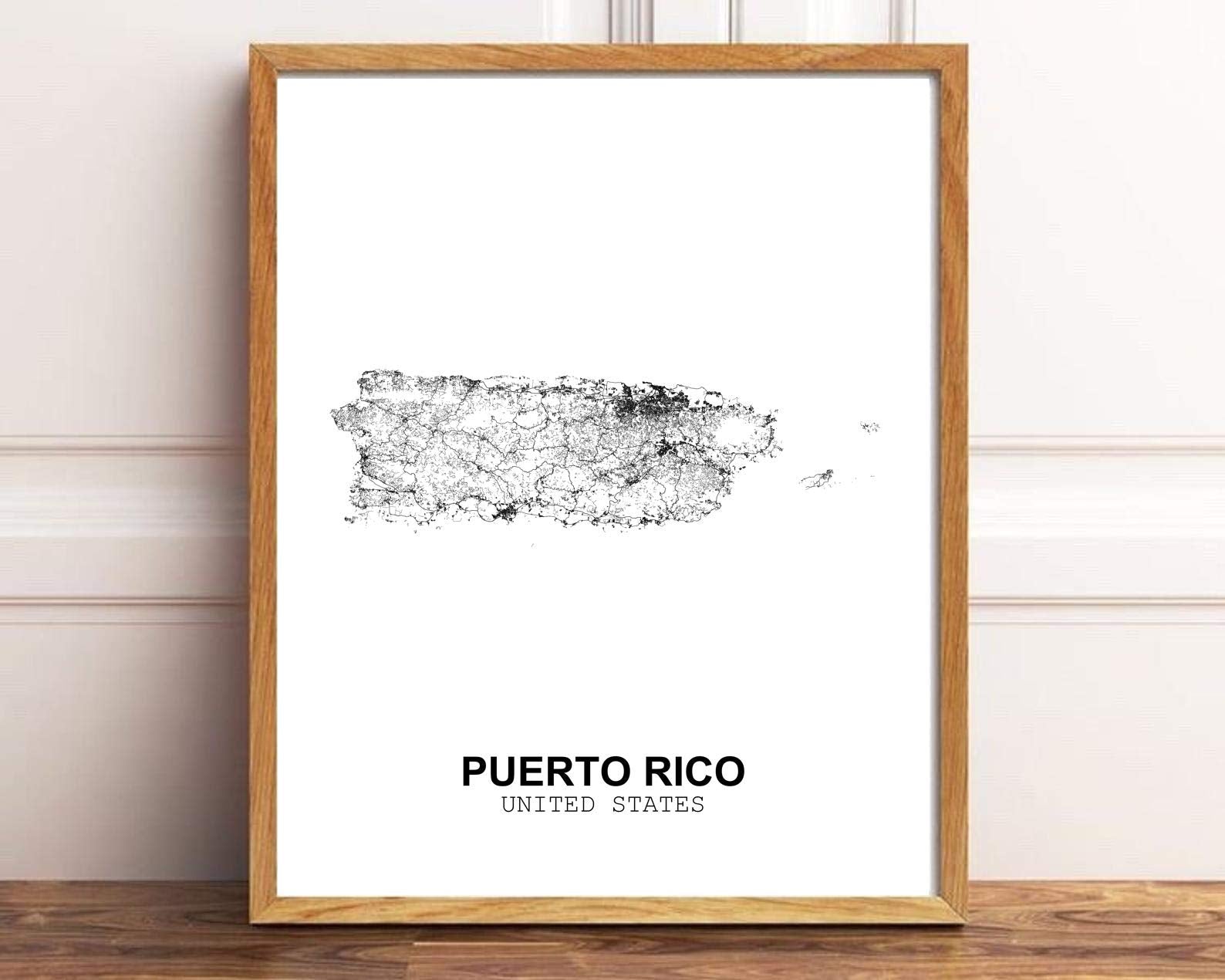 Eleville 8X10 Unframed Puerto Rico United States Country View Abstract Road Modern Map Art Print Poster Wall Office Home Decor M