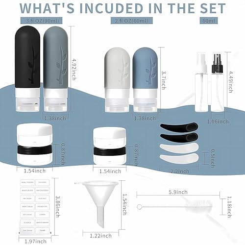 18Pack Travel Bottles for Toiletries  TSA Approved Travel Size Containers for Toiletries Liqus Shampoo And Conditioner travel Bottles  Perfect for Business or Personal Travel Essentials(BPA Free)