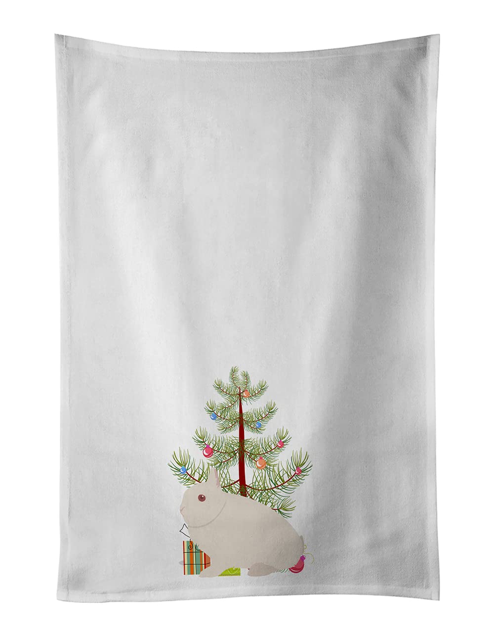 Hermelin Rabbit Christmas White Kitchen Towel Set of 2
