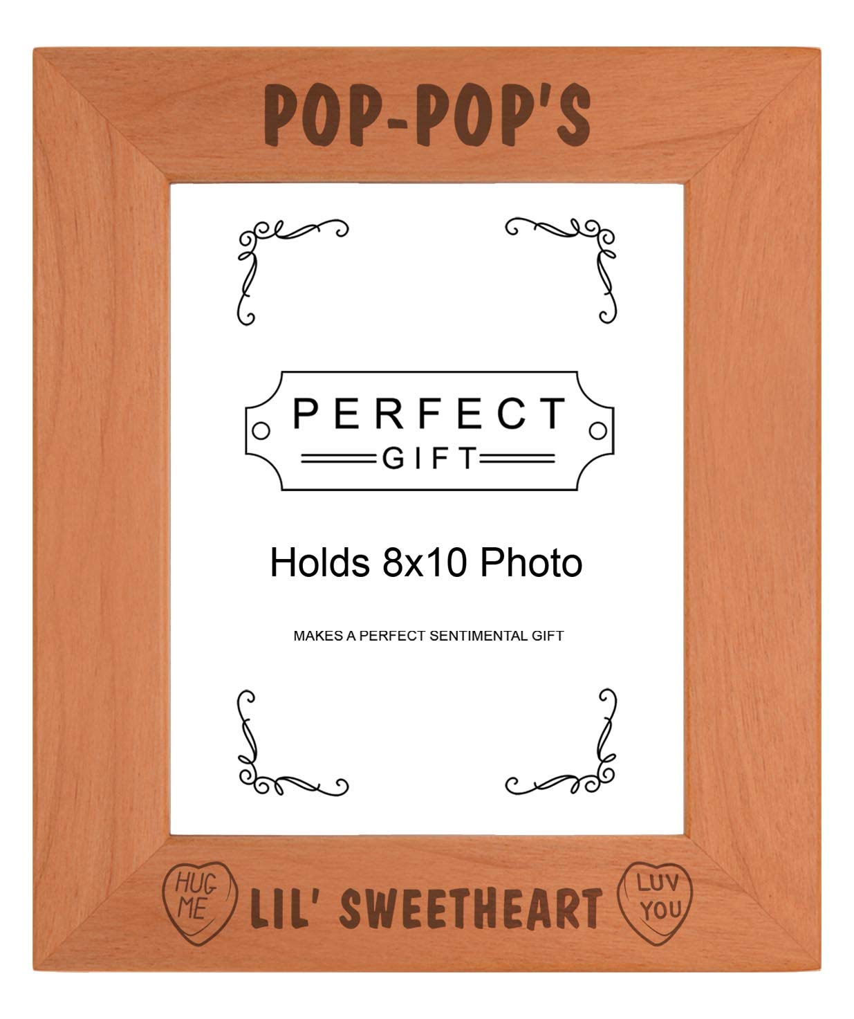 Personalized Gifts Sentimental Frame For Pop-Pop From Grandchild Pop-Pops Lil Sweetheart Wood Engraved 8x10 Portrait Picture F