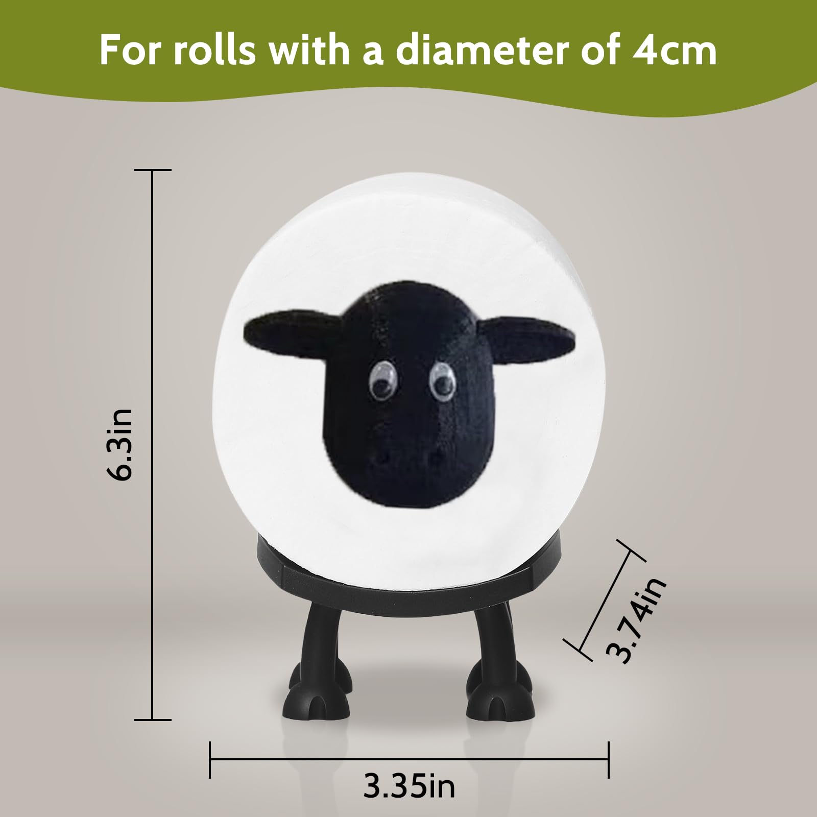Sheep Toilet Roll Holder: Tissue Paper Roll Storage Stand - 3D Printed Black Sheep Loo Roll Holder - Toilet Paper Holder Bathroo