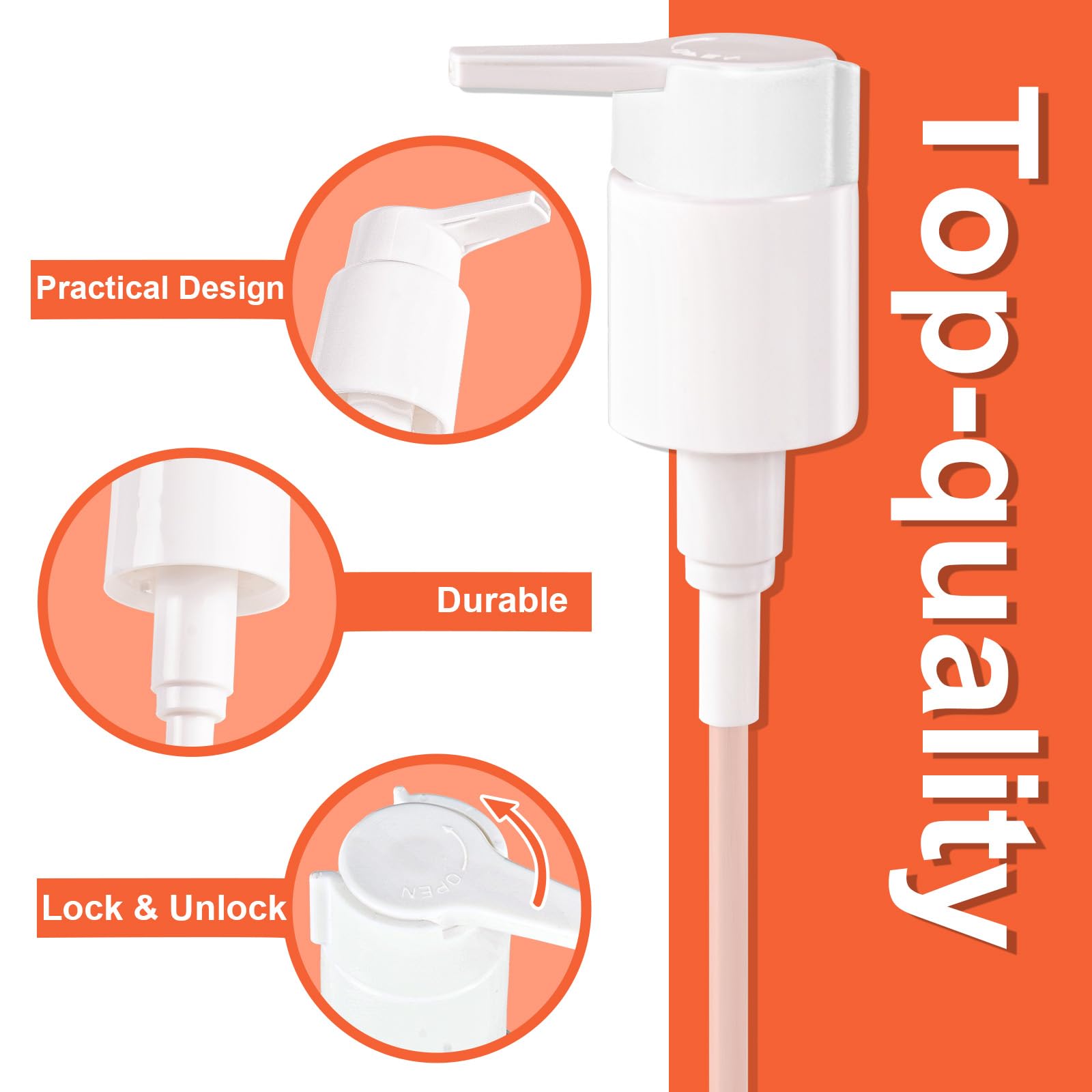 Replacement Dispenser Pump For Bio-Oil 6.7 Oz Skincare Bottle, 2 Pack, White