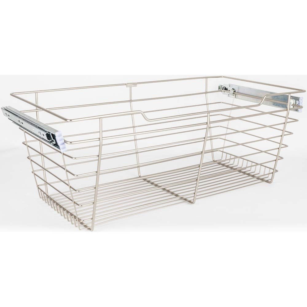 Hardware Resources POB1162311 11 Tall Pull Out Wire Basket with Full Extension, Satin Nickel