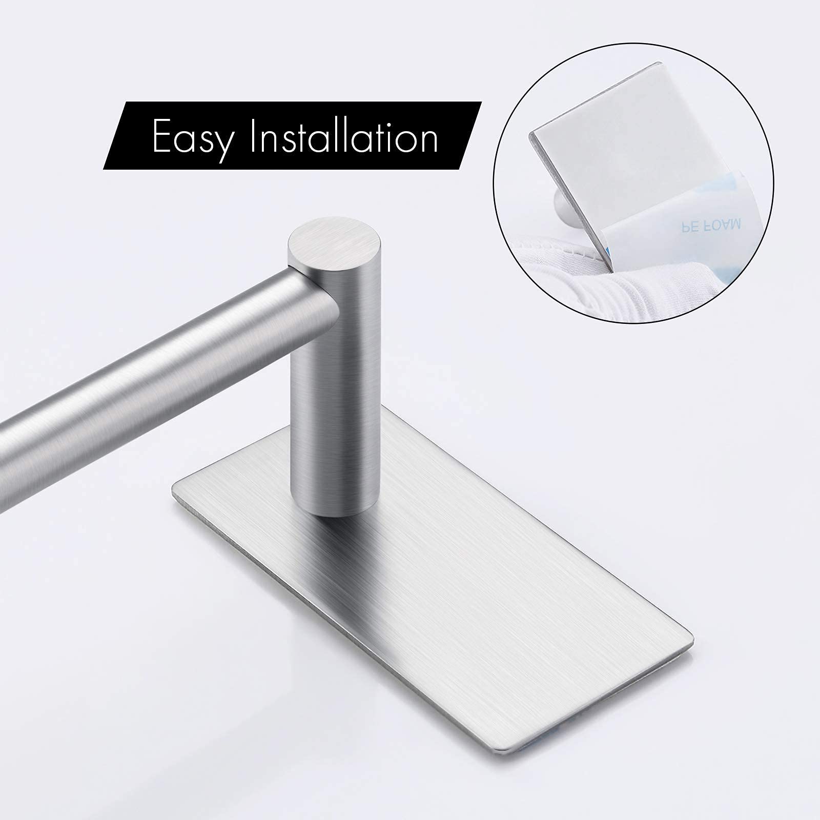 KES Self Adhesive Towel Bar  No Drill Towel Bar 24-Inch for Bathroom Towel Hangers Stick on Sticky Towel Holder SUS304 Stainless Steel Rustproof Brushed Finish  A7000S60B-2