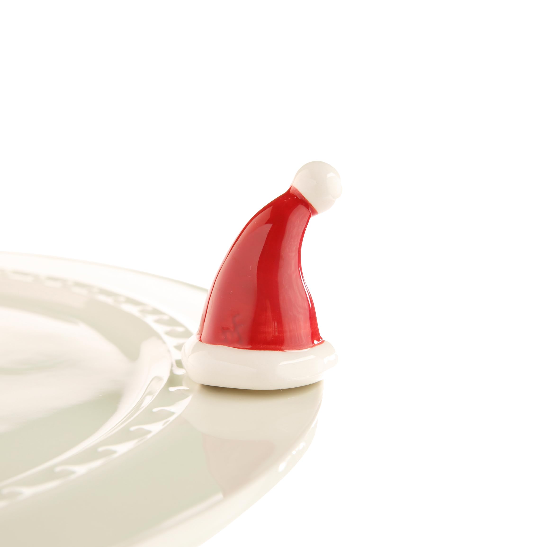 Nora Fleming Santa Stops Here (Santa Hat)  Handpainted Ceramic Christmas Decor  Winter Minis For The Home And Office