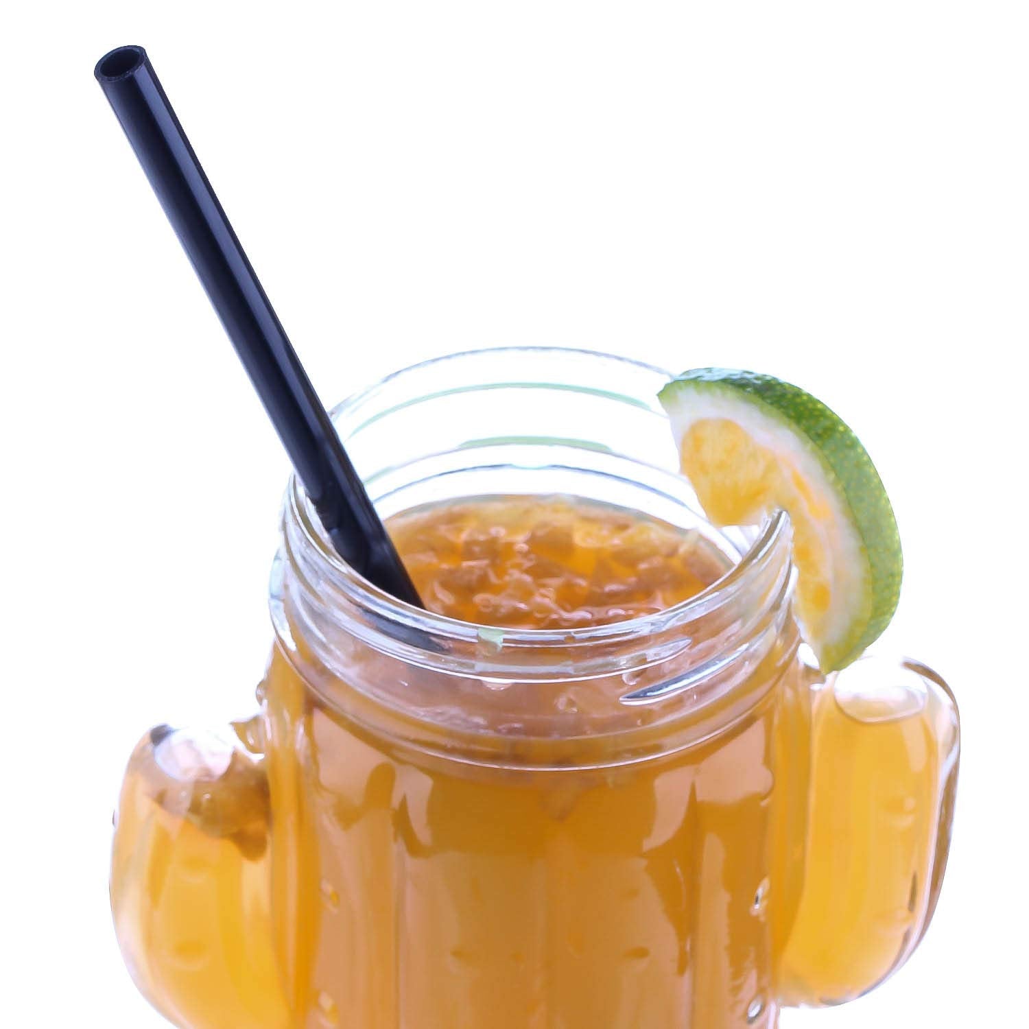 Dakoufish 12 Inch Long Black Reusable Plastic Replacement Drinking Straws For 30 Oz & 40 Oz Mason Jar,Tumblers, Set Of 12 With C