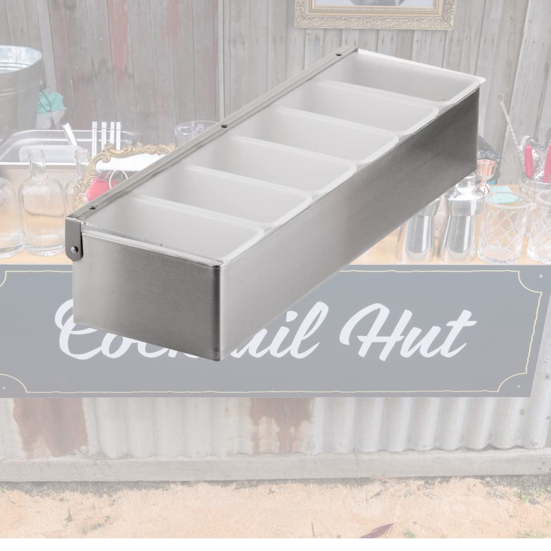 Tablecraft Condiment Dispenser, Stainless Steel With 6 Compartments | Condiment Server Organizer | Commerical Quality For Bar &