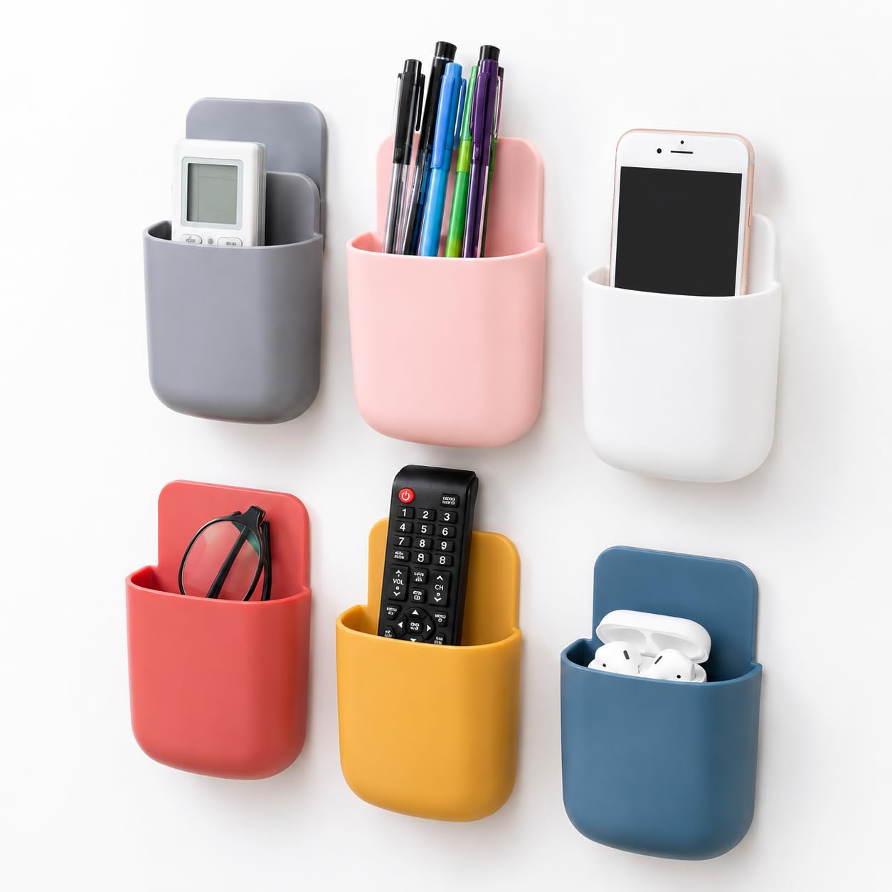 Mantrik Remote Control Holder Wall Mounted Pack Of 4 | Self Adhesive Plastic Storage Box For Tv Remote, Ac Remote, Mobile Phone,