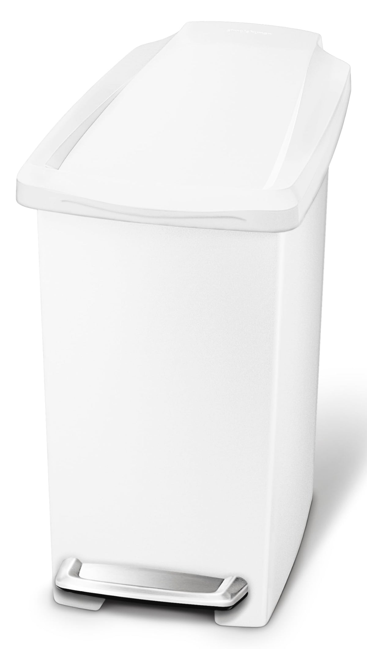Simplehuman 10 Liter / 2.6 Gallon Compact Slim Bathroom Or Office Step Trash Can, White Plastic