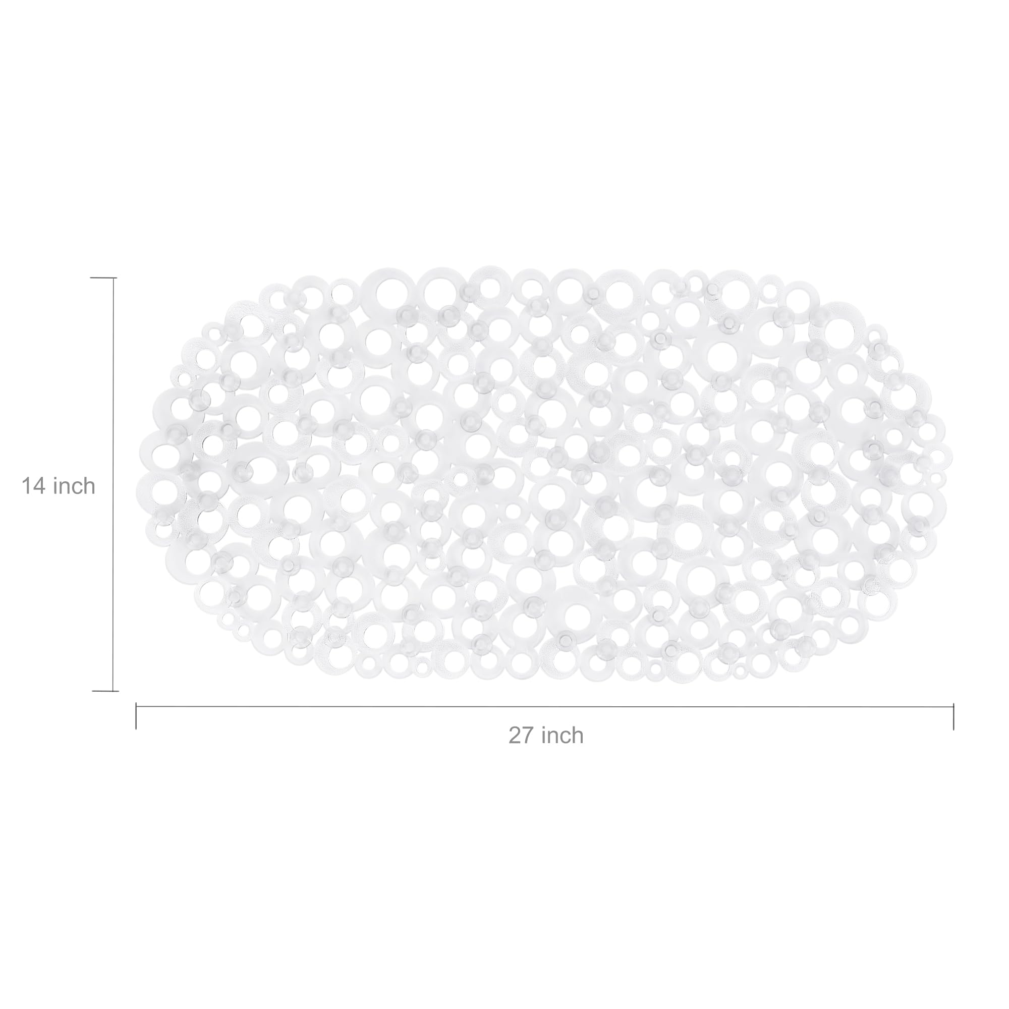Weltrxe Oval Bathtub Mat Non Slip, Clear Bubbles Bath Mats For Tub, Shower Mat With Drain Holes, Suction Cups, Machine Washable