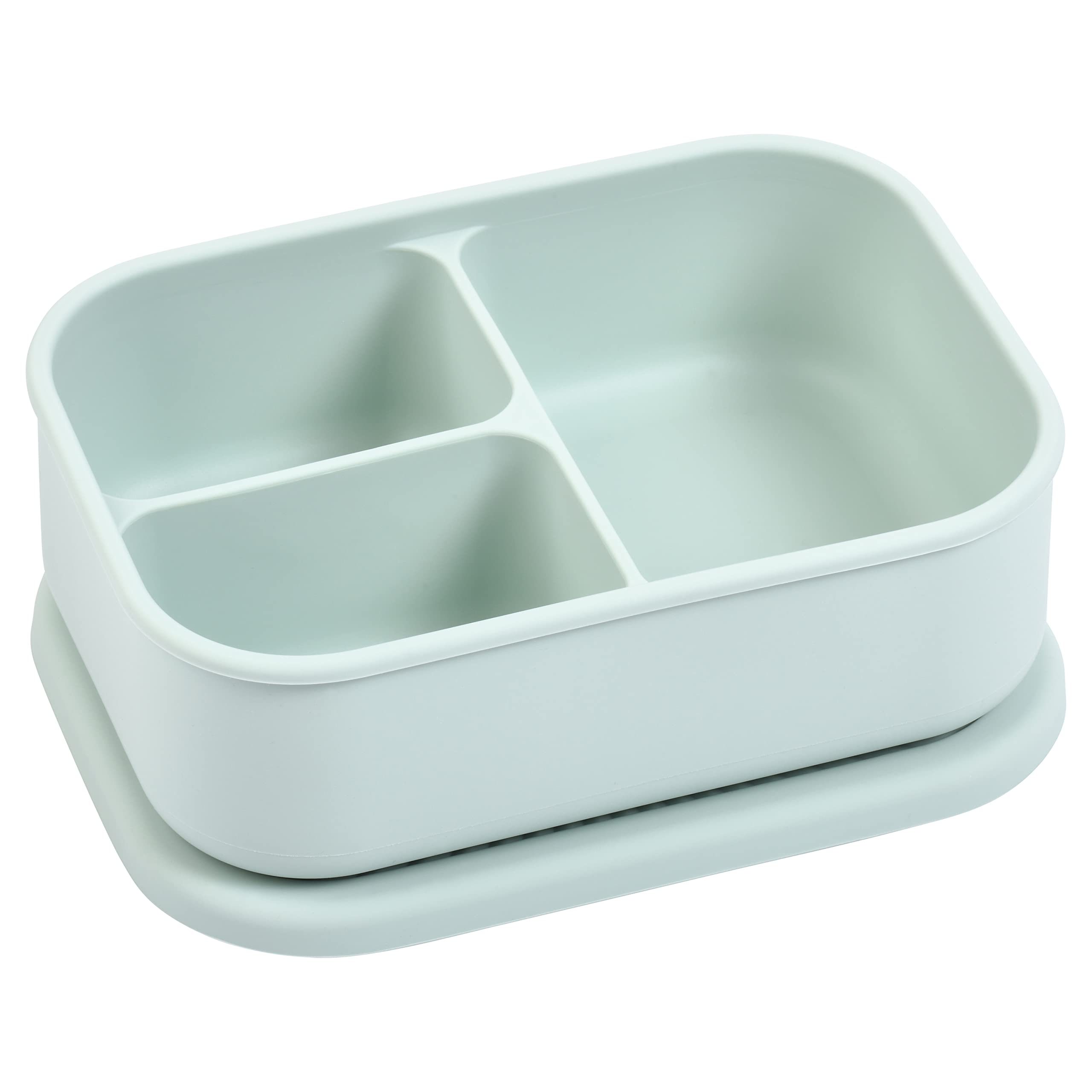 Three Little Tots - Bento Box Lunch Box Reusable Silicone Lunch Box Container Leak-Proof With 3 Compartments (Honeydew Green)