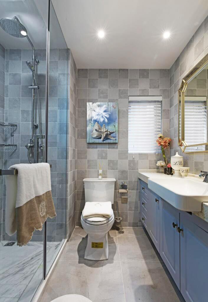 Acocifi Bathroom Blue Ocean Picture Palm Tree Coastal Conch Seashell Painting Starfish Canvas Wall Art Modern Artwork Framed For