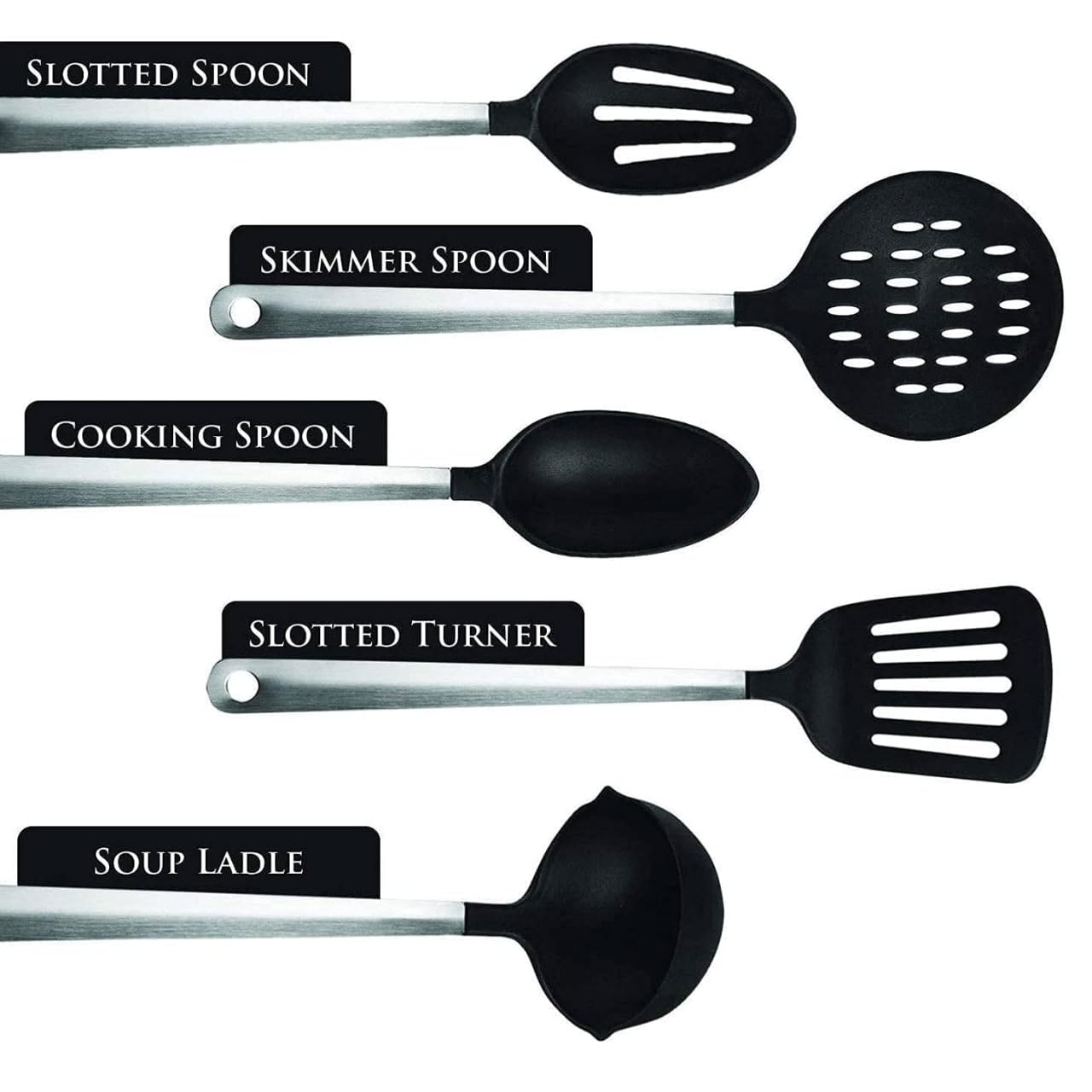 Blizzcart Cooking Baking Tools, Practical 5Pcs High Temperature Resistant NonStick Kitchen Utensils Set, Silicone Black Baking K