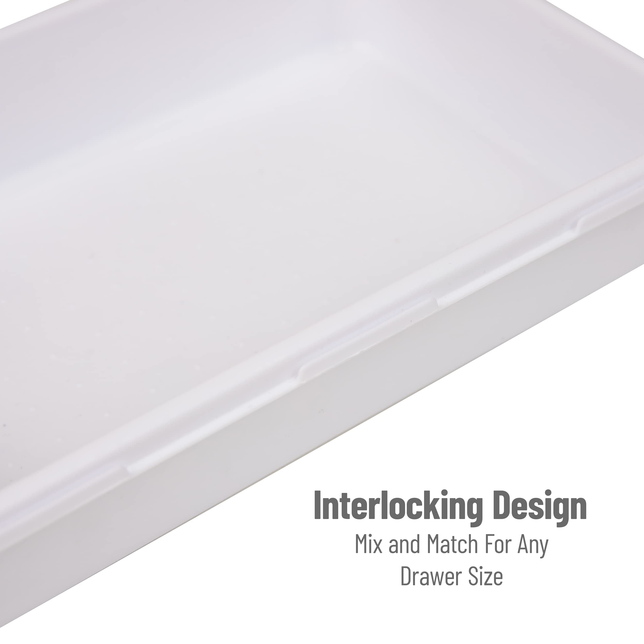 Mind Reader 8-Pc Drawer Organizer Interlocking, Storage, Kitchen, Office, 9.25'' L X 6.5'' W X 3.74'' H, White
