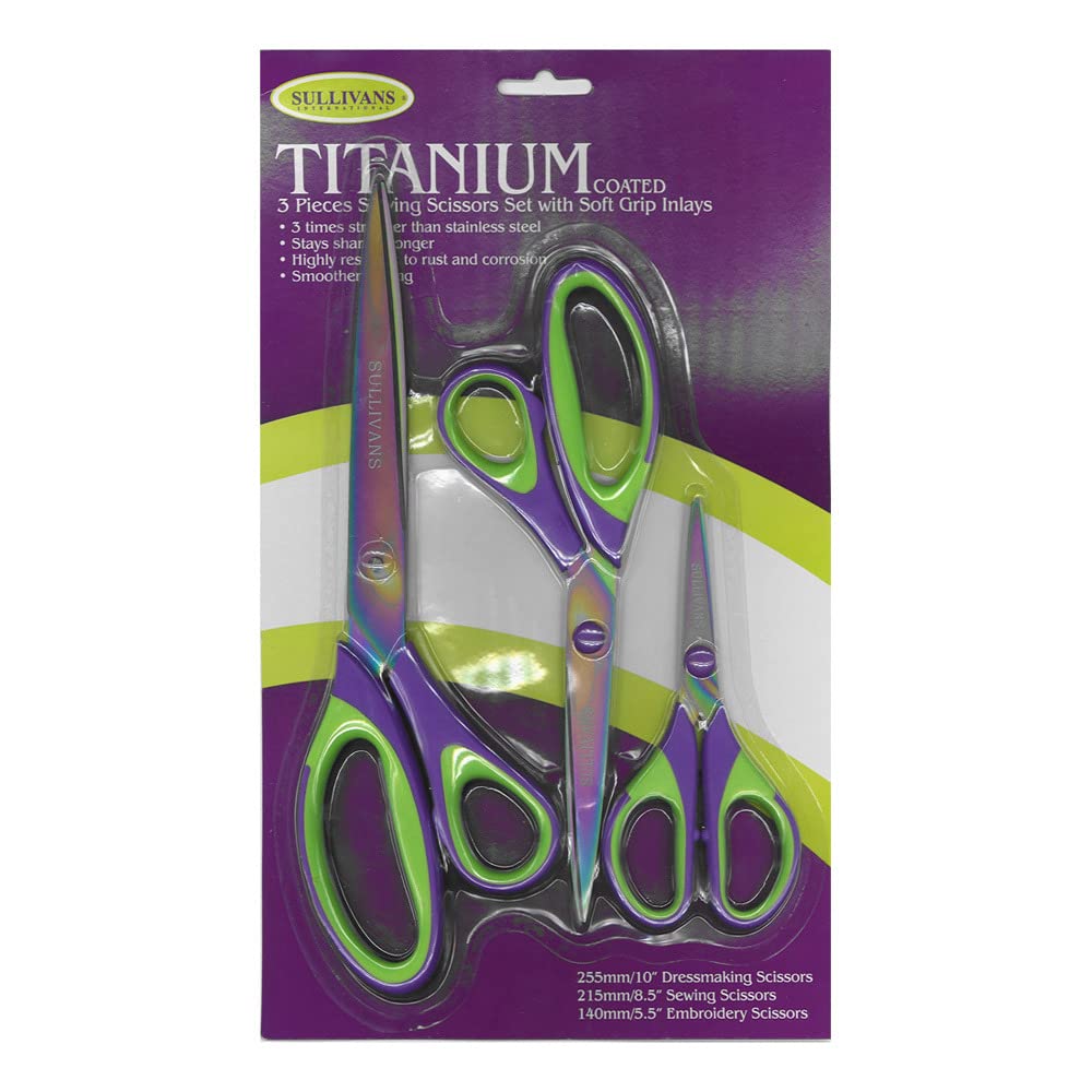 Sullivans Titanium Coated, Set Of 3 Scissors Set, Purple