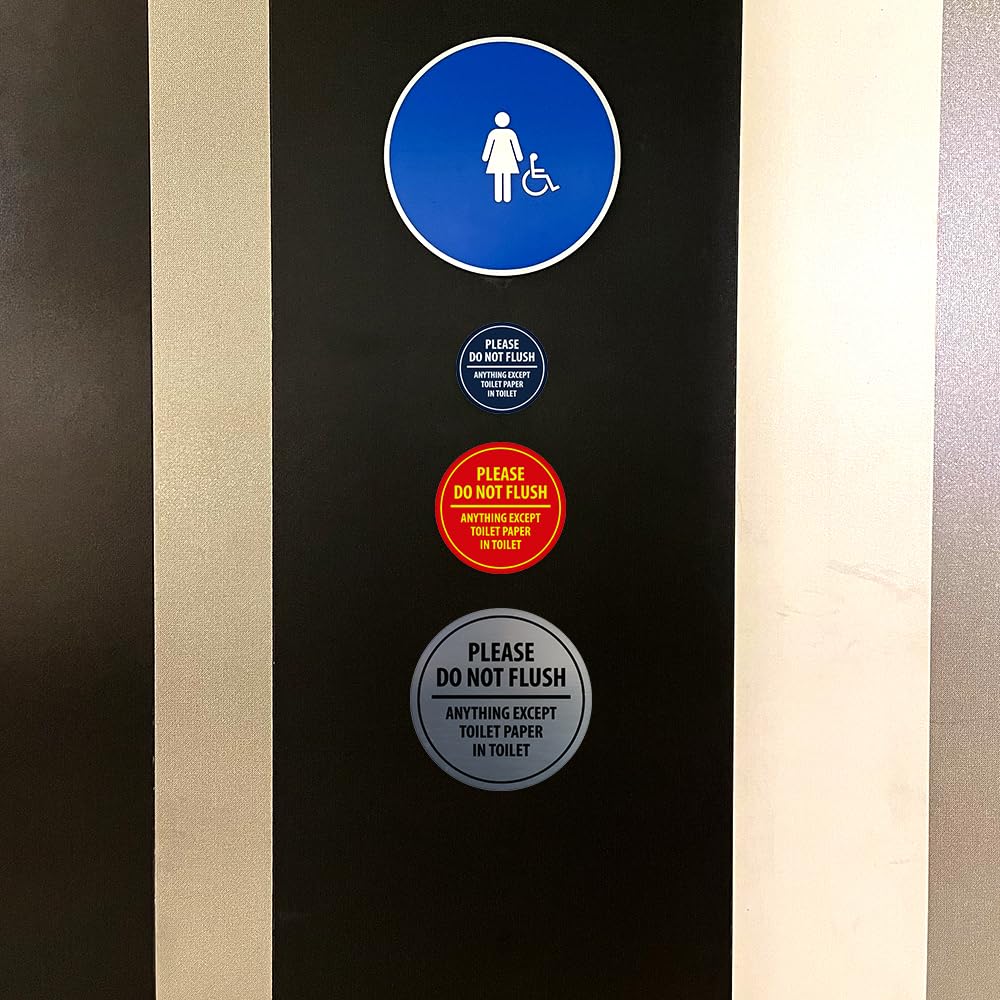 Signs Bylita Circle Please Do Not Flush Anything Except Toilet Paper Wall Or Door Sign - Double-Sided Adhesive Foam Tape | Durab